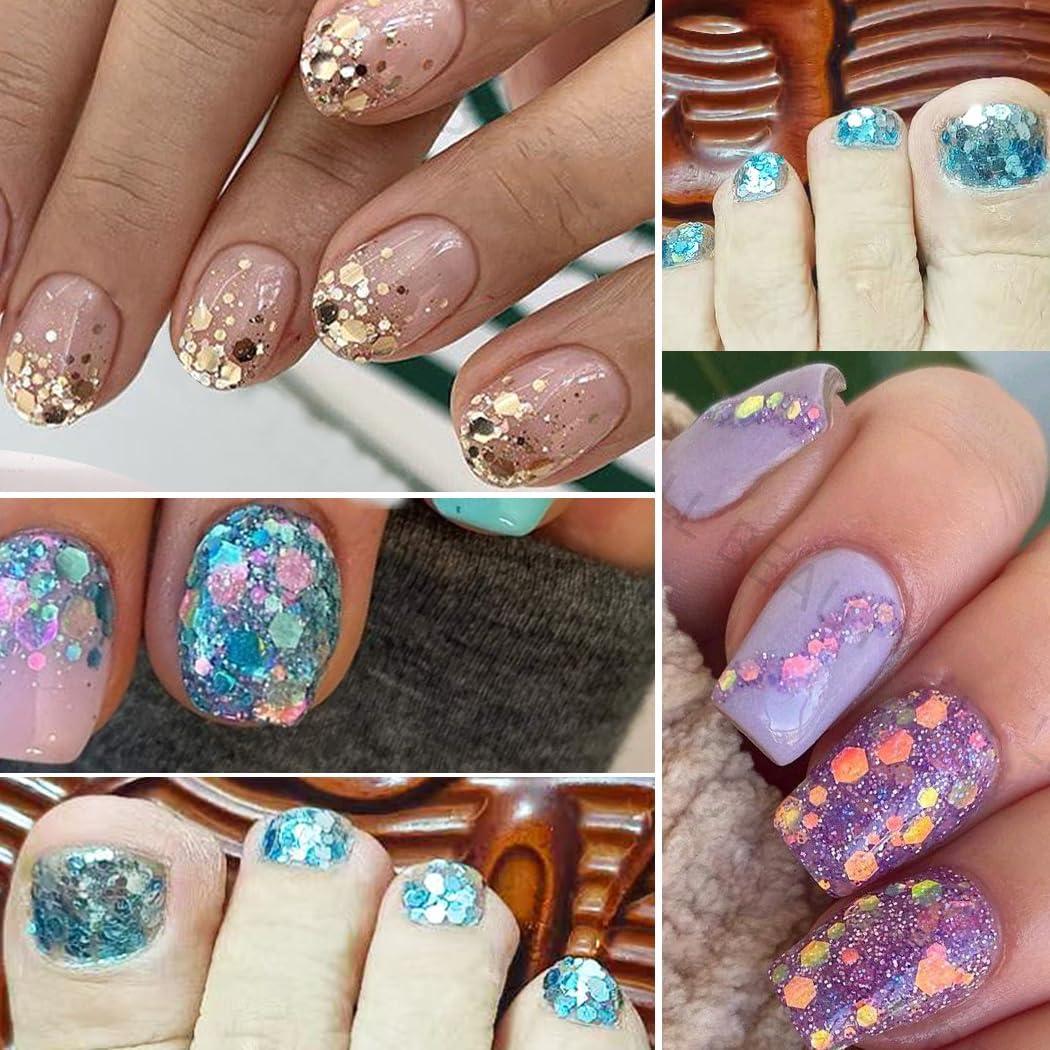 Kit de Purpurina Holográfica UARUOGP 2 Cajas 24 Colores Uñas