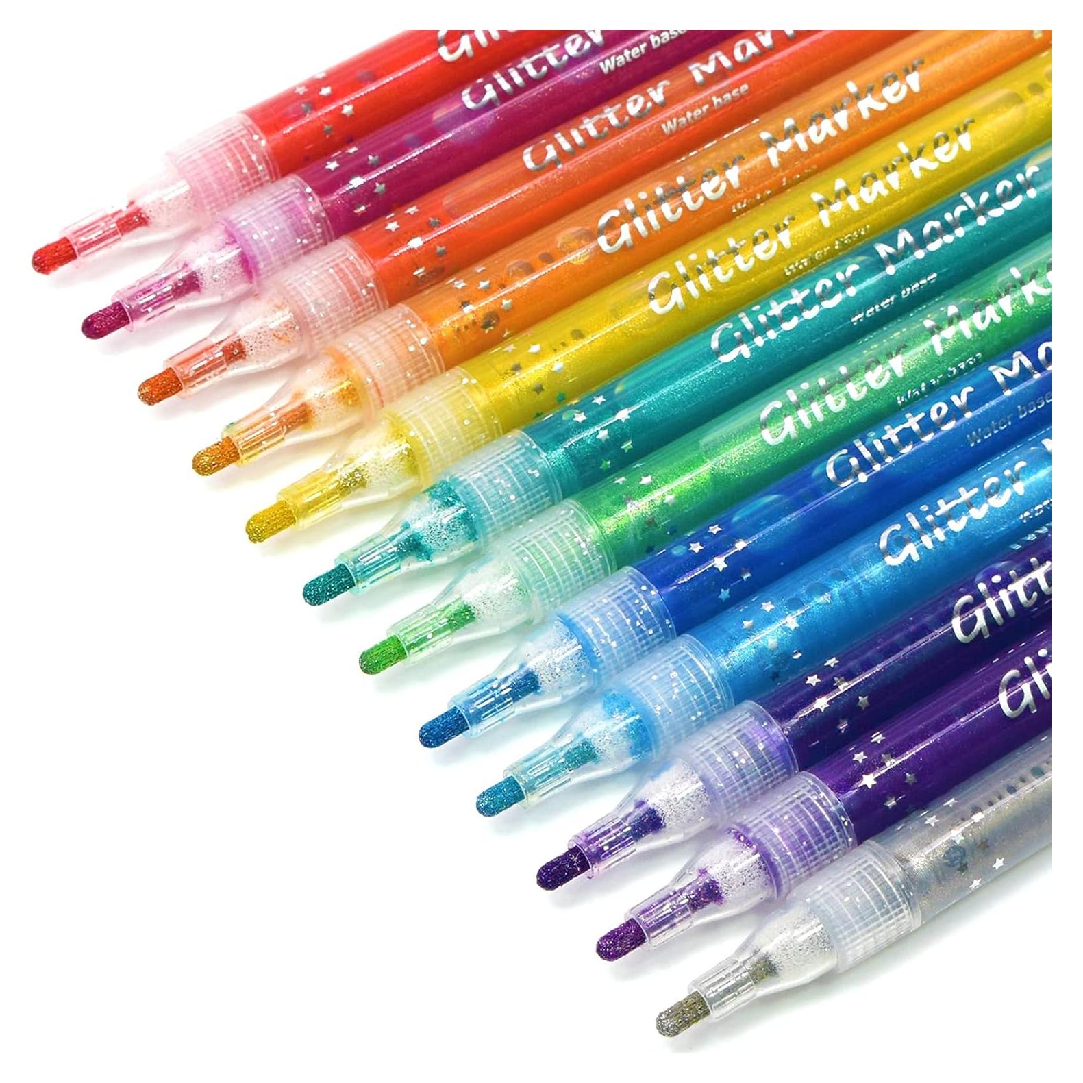 Marcadores Brillantes TWOHANDS, 12 Colores Metálicos Lavables