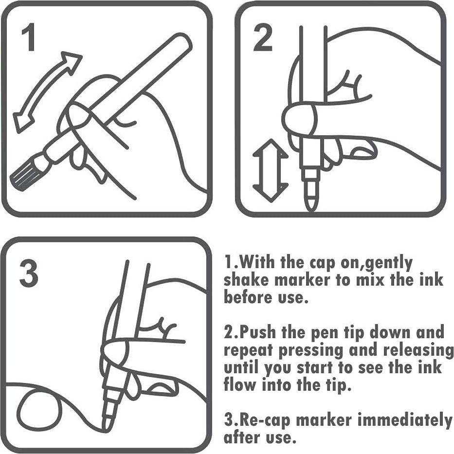 Marcadores Brillantes TWOHANDS, 12 Colores Metálicos Lavables