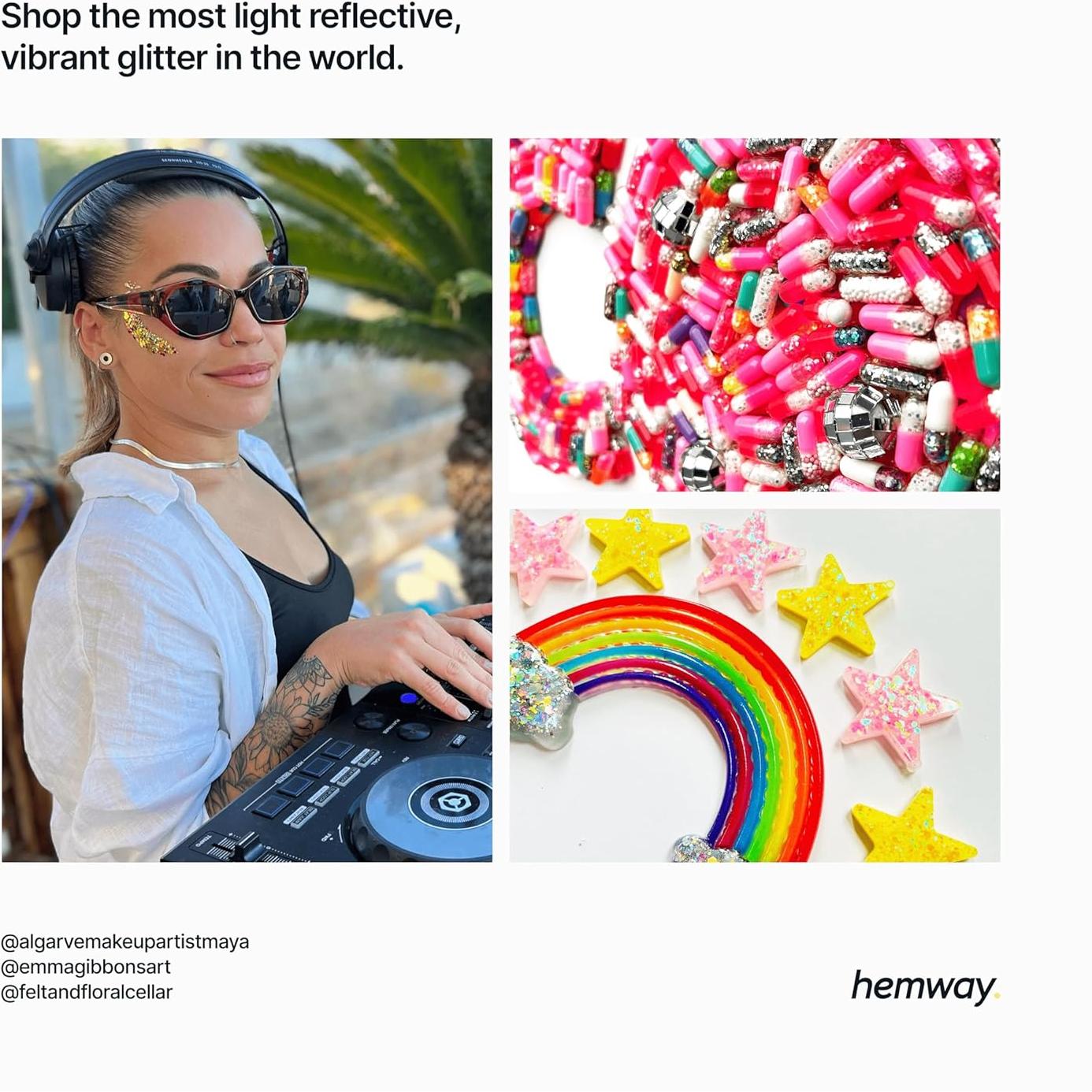 Glitter Ultra Brillante Hemway 100g Amarillo Fluorescente para Manualidades