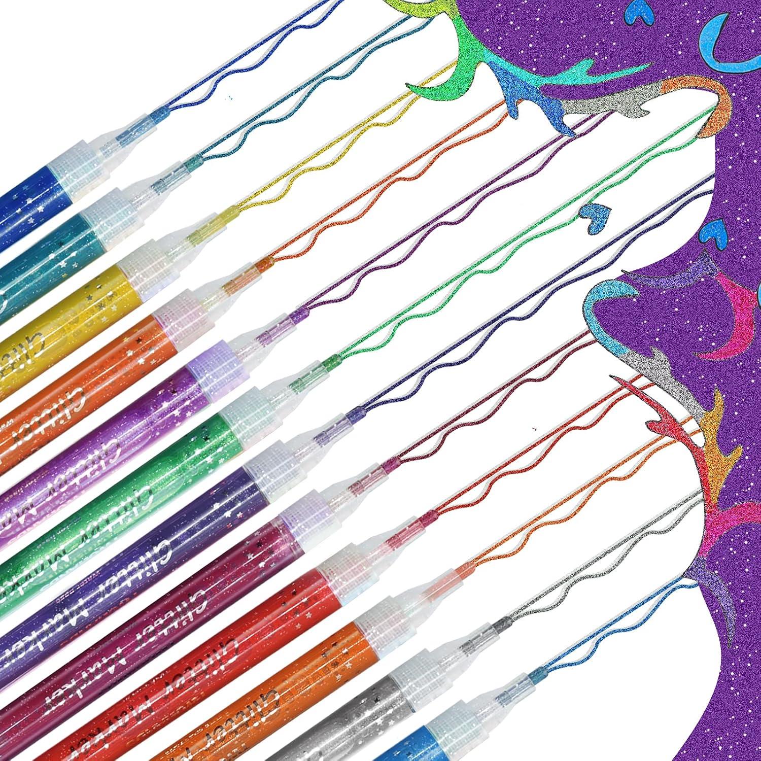 Marcadores Brillantes YISAN, 12 Colores, Punta Media, Lavables