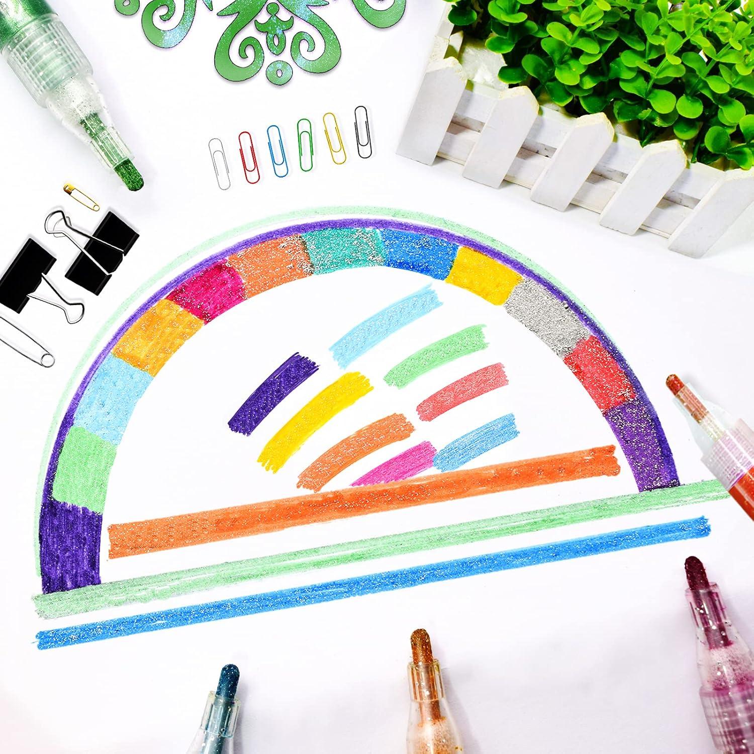 Marcadores Brillantes YISAN, 12 Colores, Punta Media, Lavables