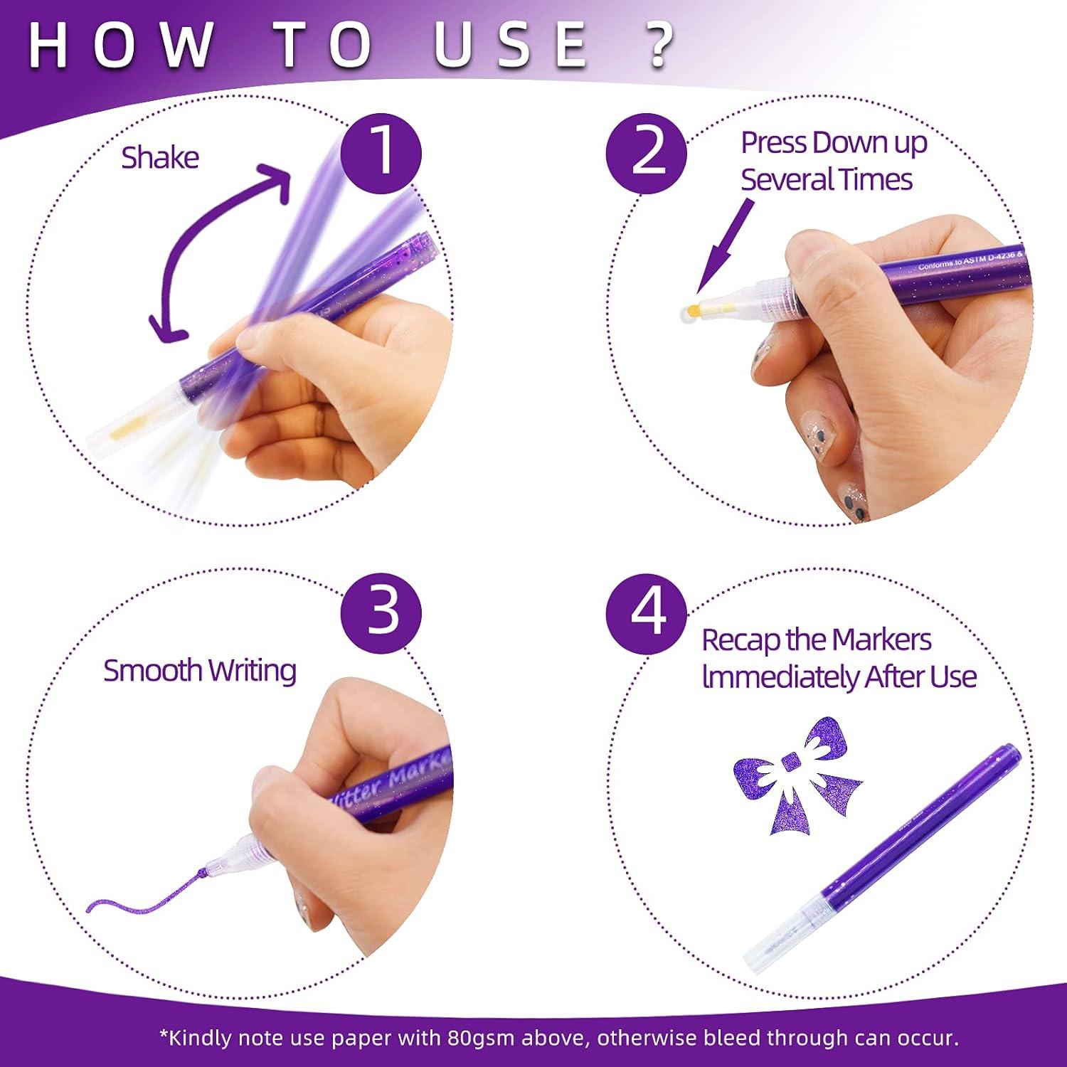 Marcadores Brillantes YISAN, 12 Colores, Punta Media, Lavables