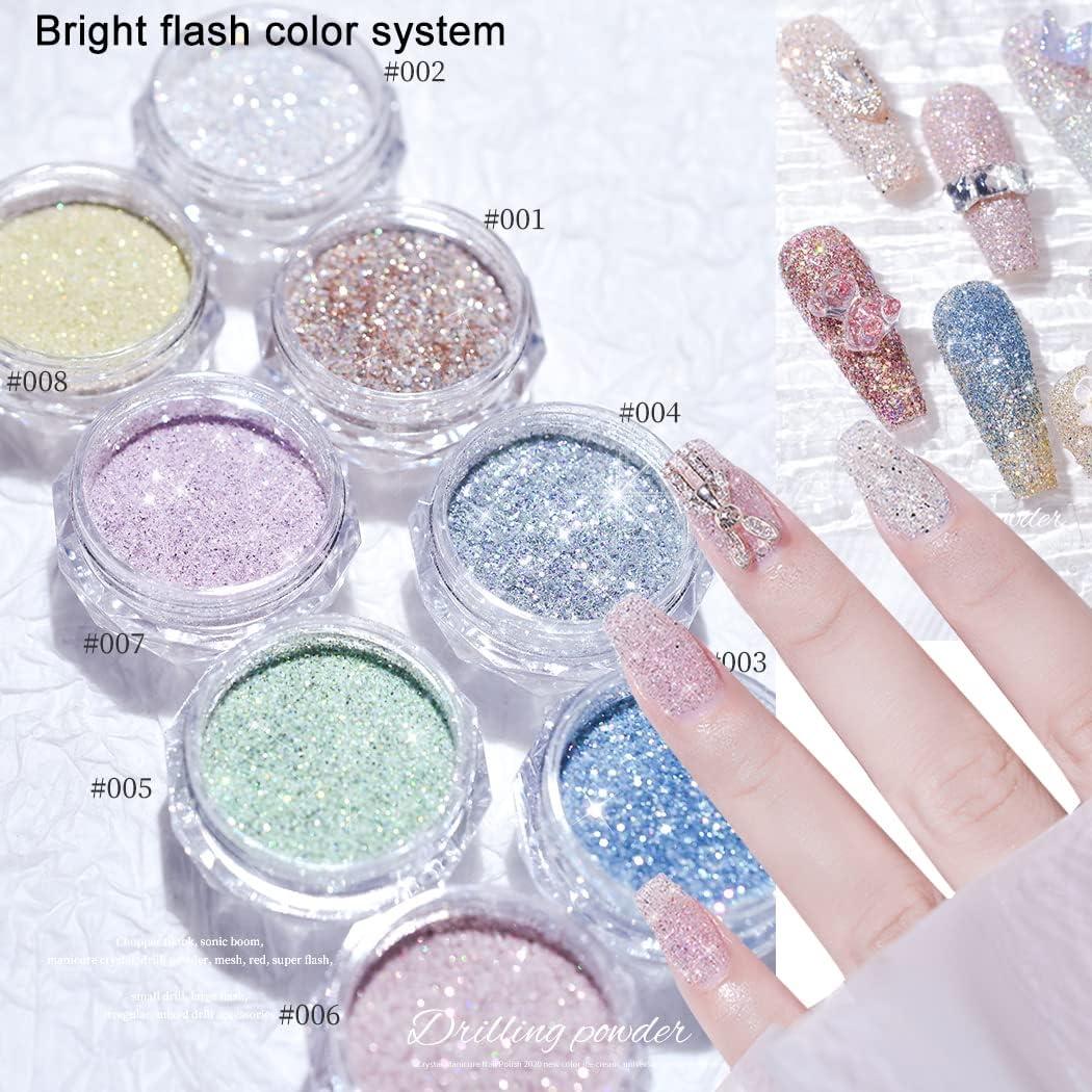 Kit de Polvo de Uñas Brillantes UARUOGP - 8 Colores 2g