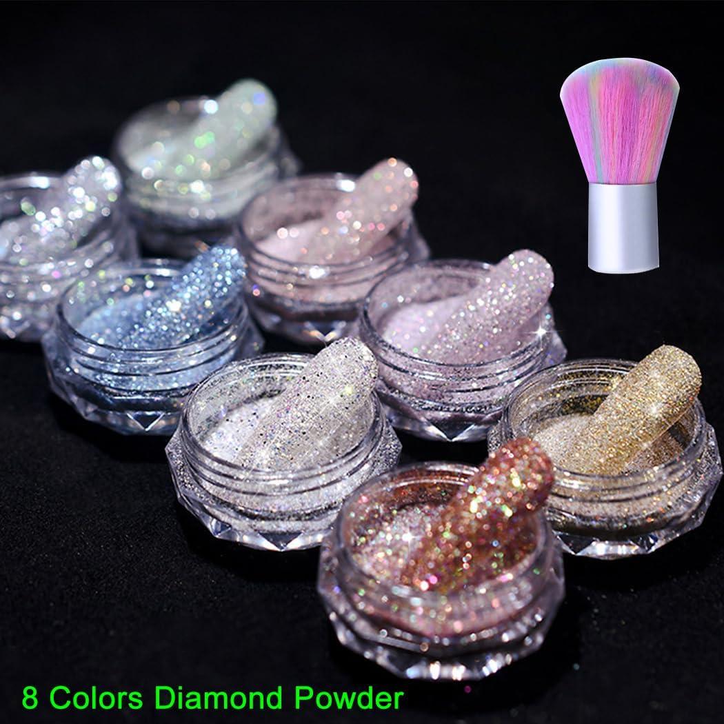 Kit de Polvo de Uñas Brillantes UARUOGP - 8 Colores 2g