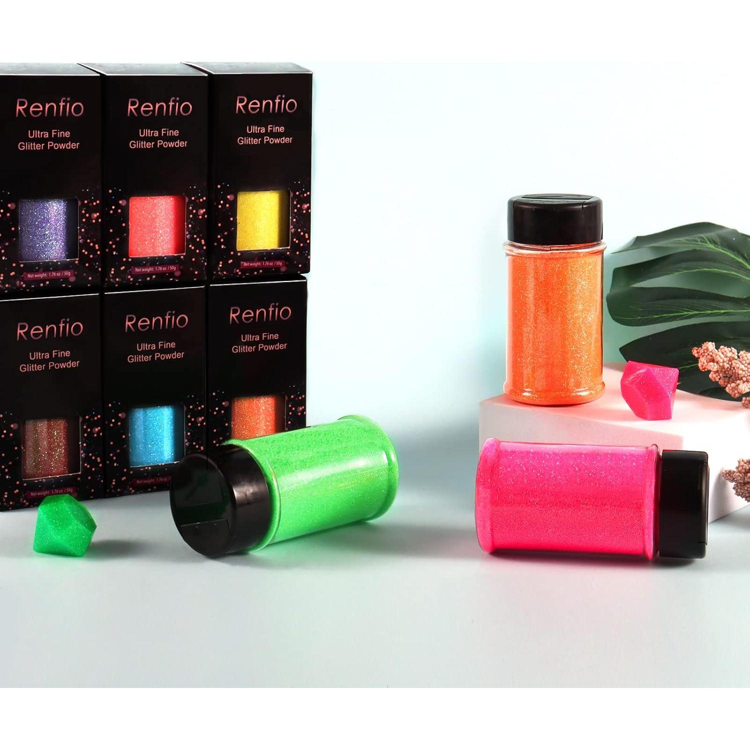 Brillo Rosa Fluorescente Renfio 55g Copos de PET para Manualidades