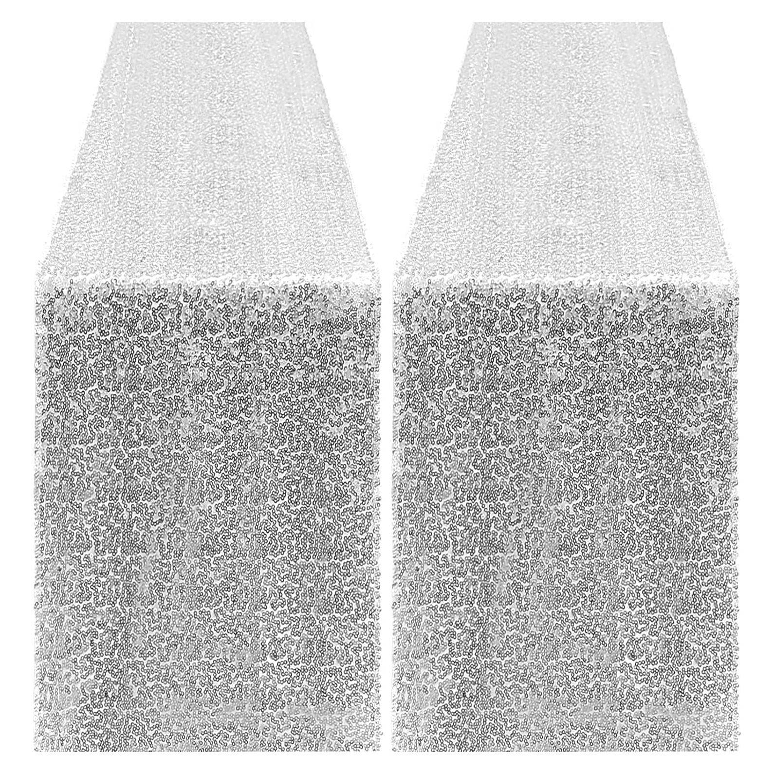 Caminos de Mesa de Lentejuelas Plateados Yblut 2 Piezas 30.48x182.88cm