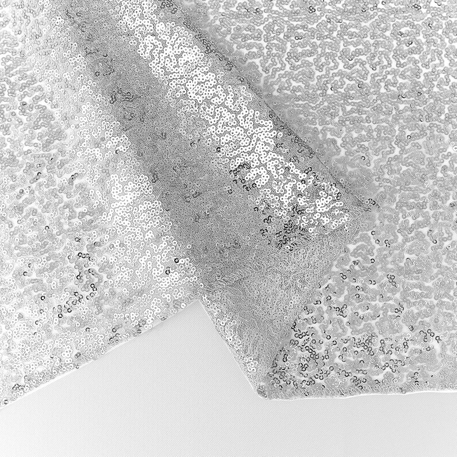 Caminos de Mesa de Lentejuelas Plateados Yblut 2 Piezas 30.48x182.88cm