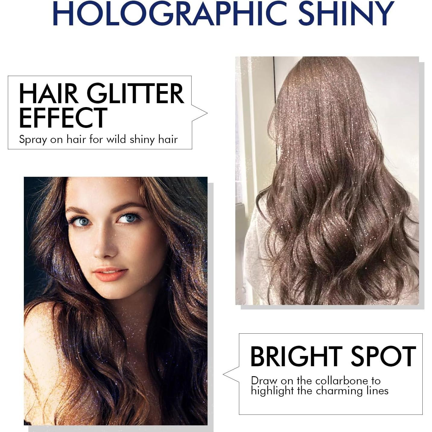 Spray de Glitter Corporal Ragkun 62.5 ml Plata Larga Duración