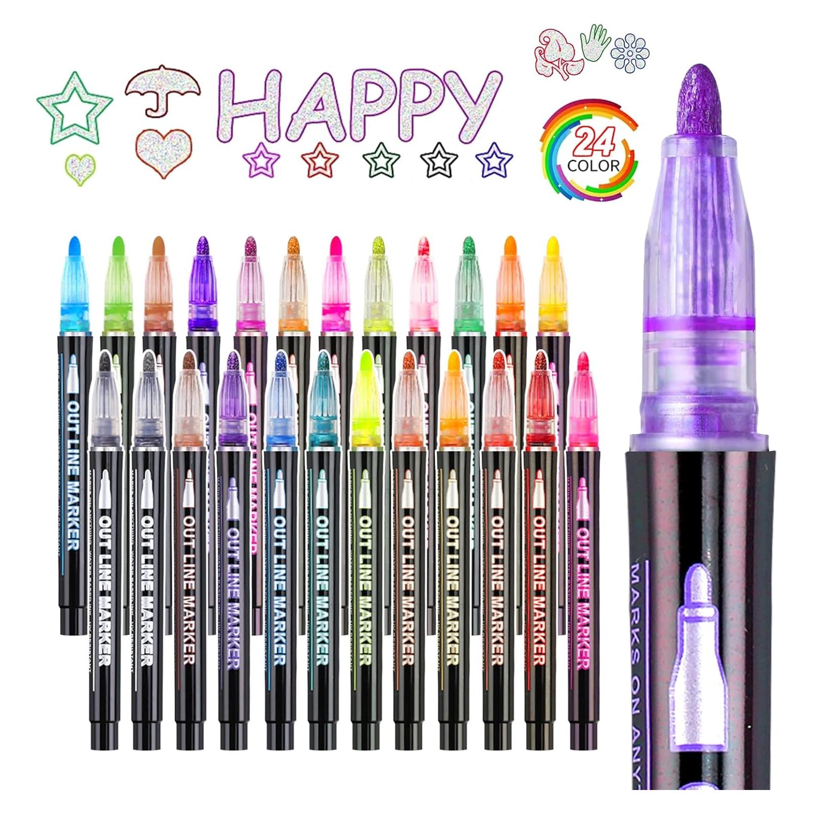 Marcadores Brillantes BIWAT 24 Colores para Manualidades