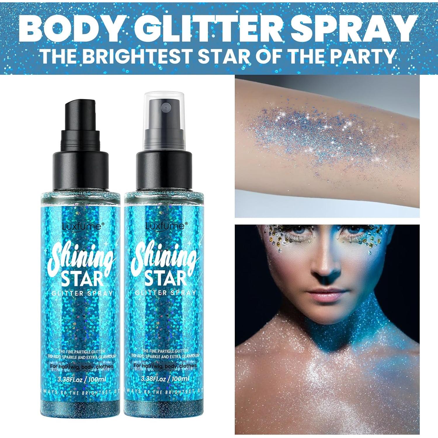 Spray de Brillo Corporal Luxfume 95.2g Azul - Secado Rápido