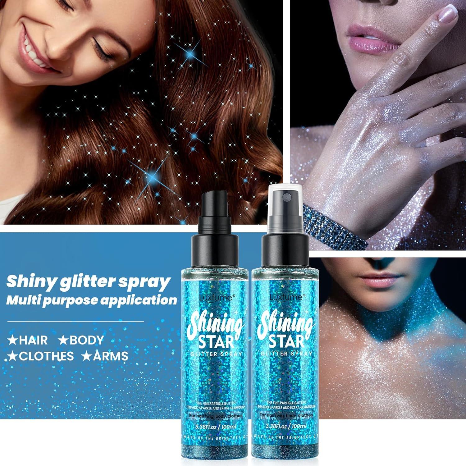 Spray de Brillo Corporal Luxfume 95.2g Azul - Secado Rápido