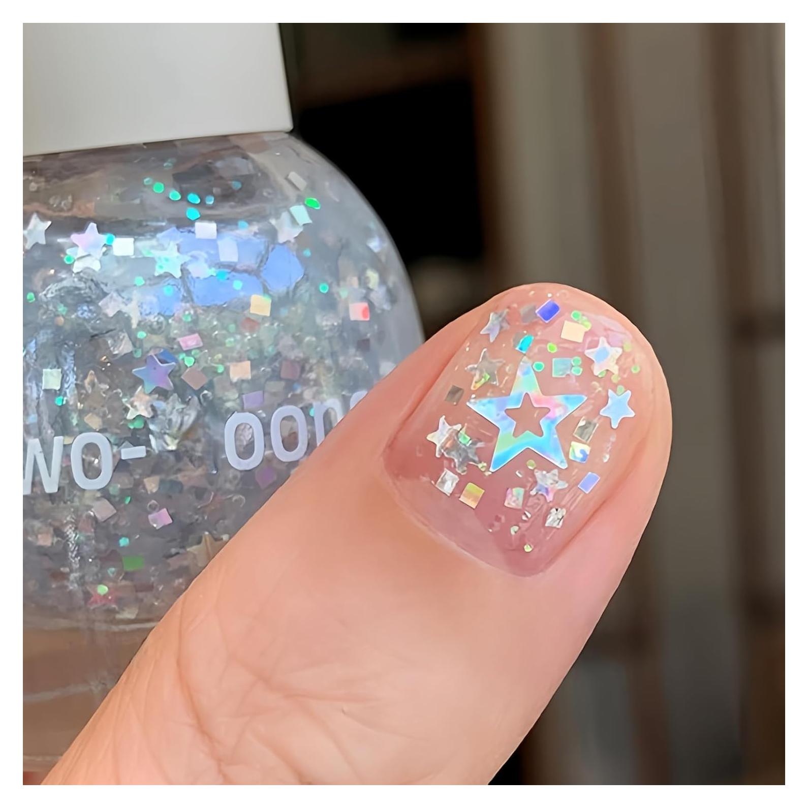 Esmalte de Uñas Brillante con Purpurina Estrella KAHSOSE 10ML