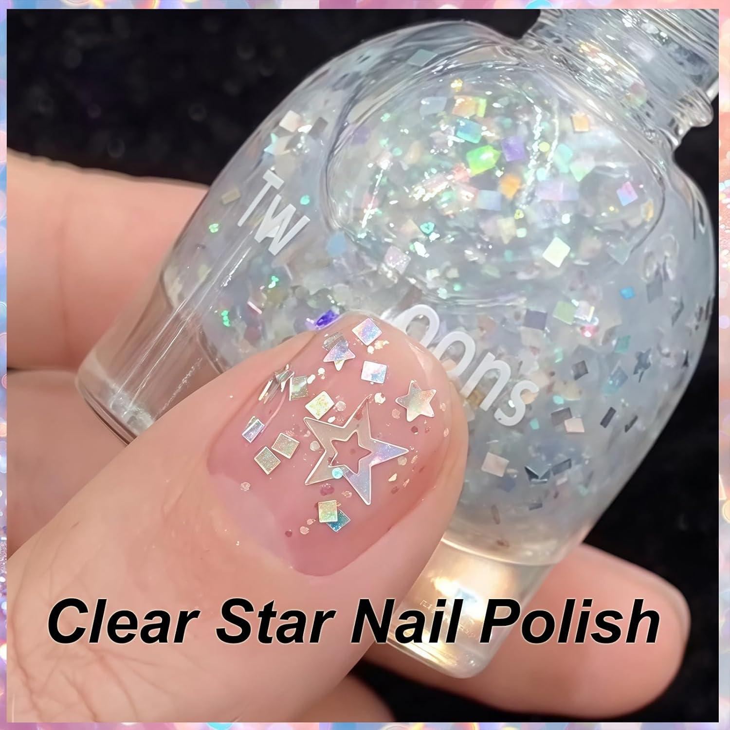 Esmalte de Uñas Brillante con Purpurina Estrella KAHSOSE 10ML