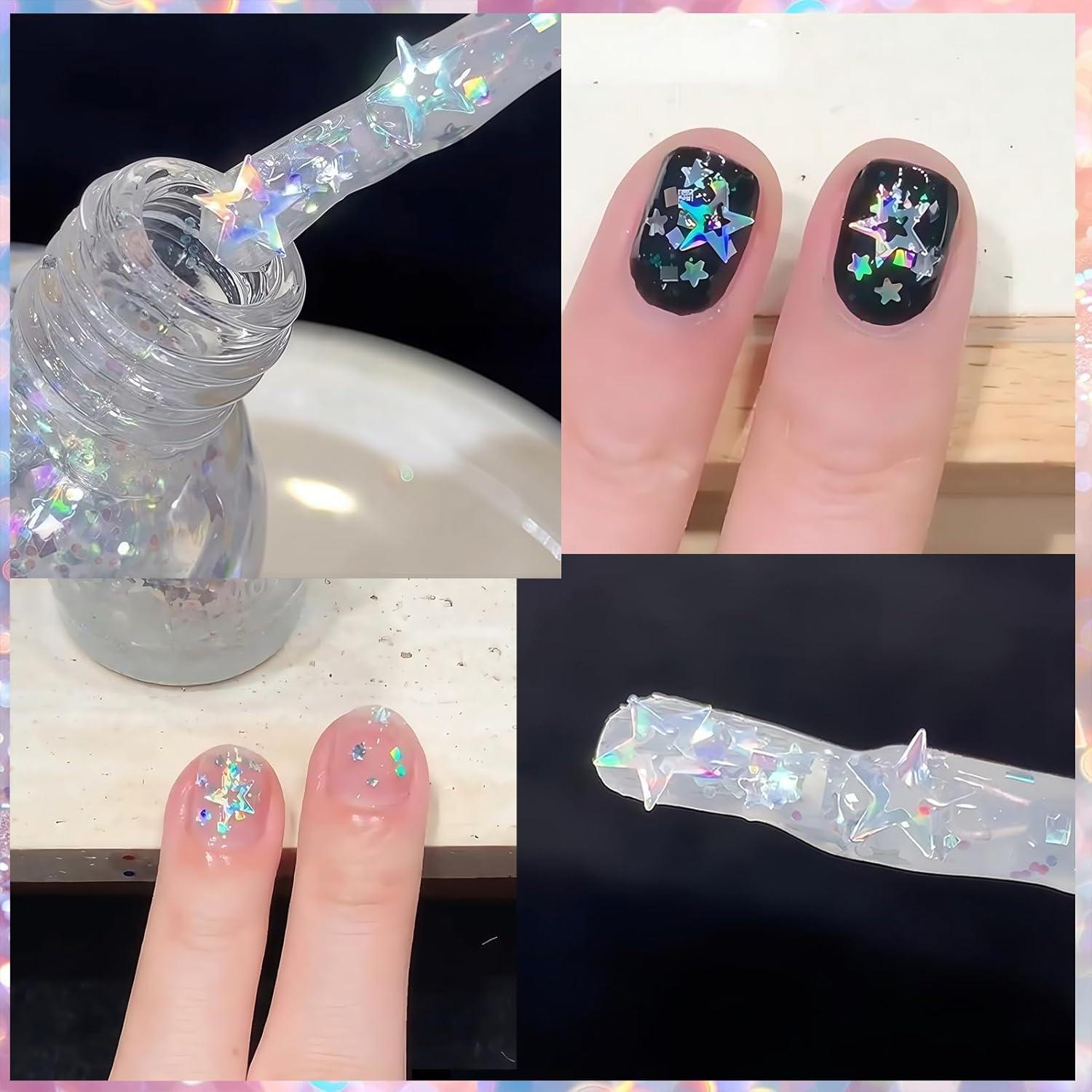 Esmalte de Uñas Brillante con Purpurina Estrella KAHSOSE 10ML