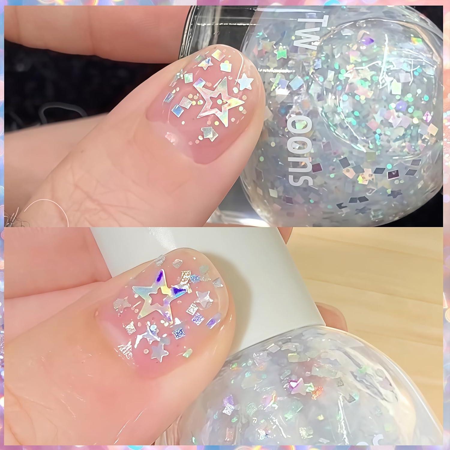Esmalte de Uñas Brillante con Purpurina Estrella KAHSOSE 10ML