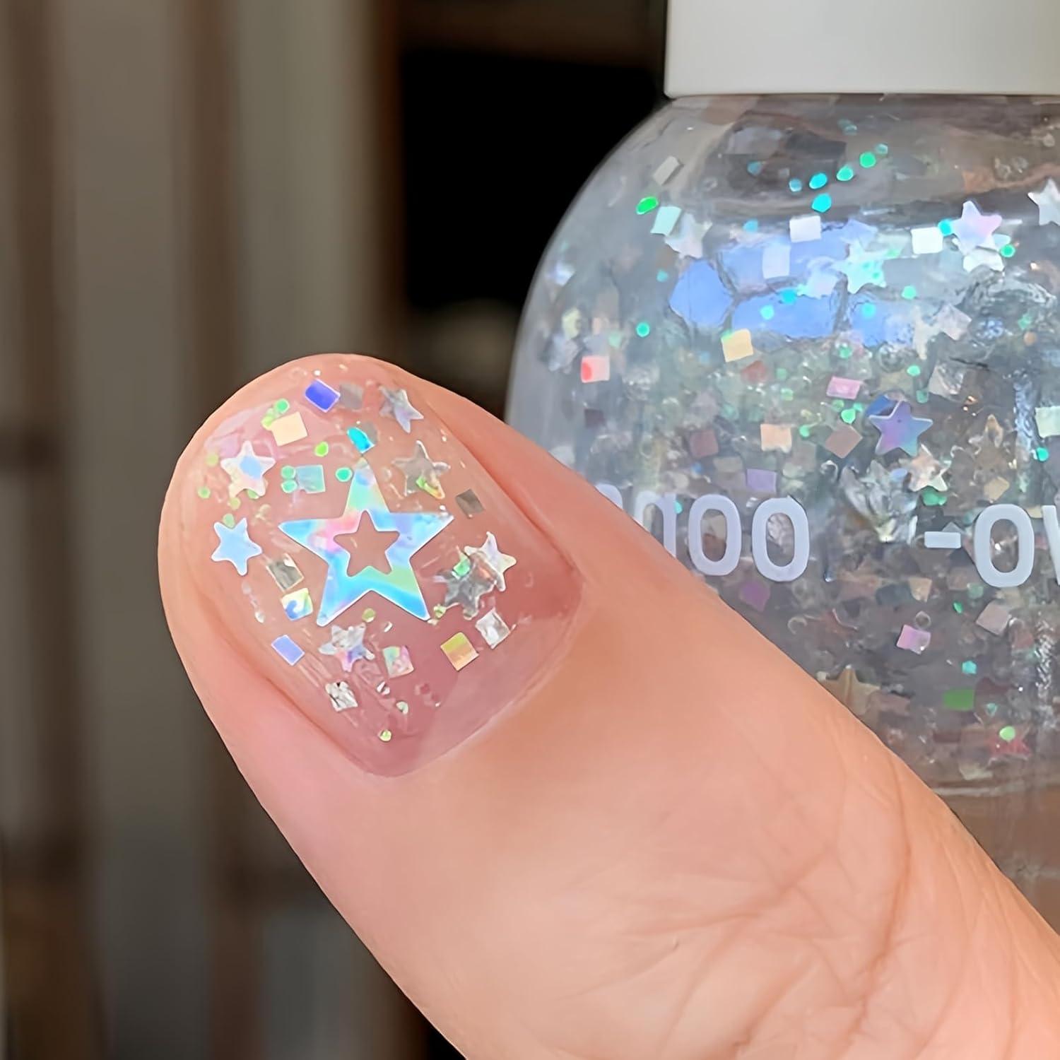 Esmalte de Uñas Brillante con Purpurina Estrella KAHSOSE 10ML