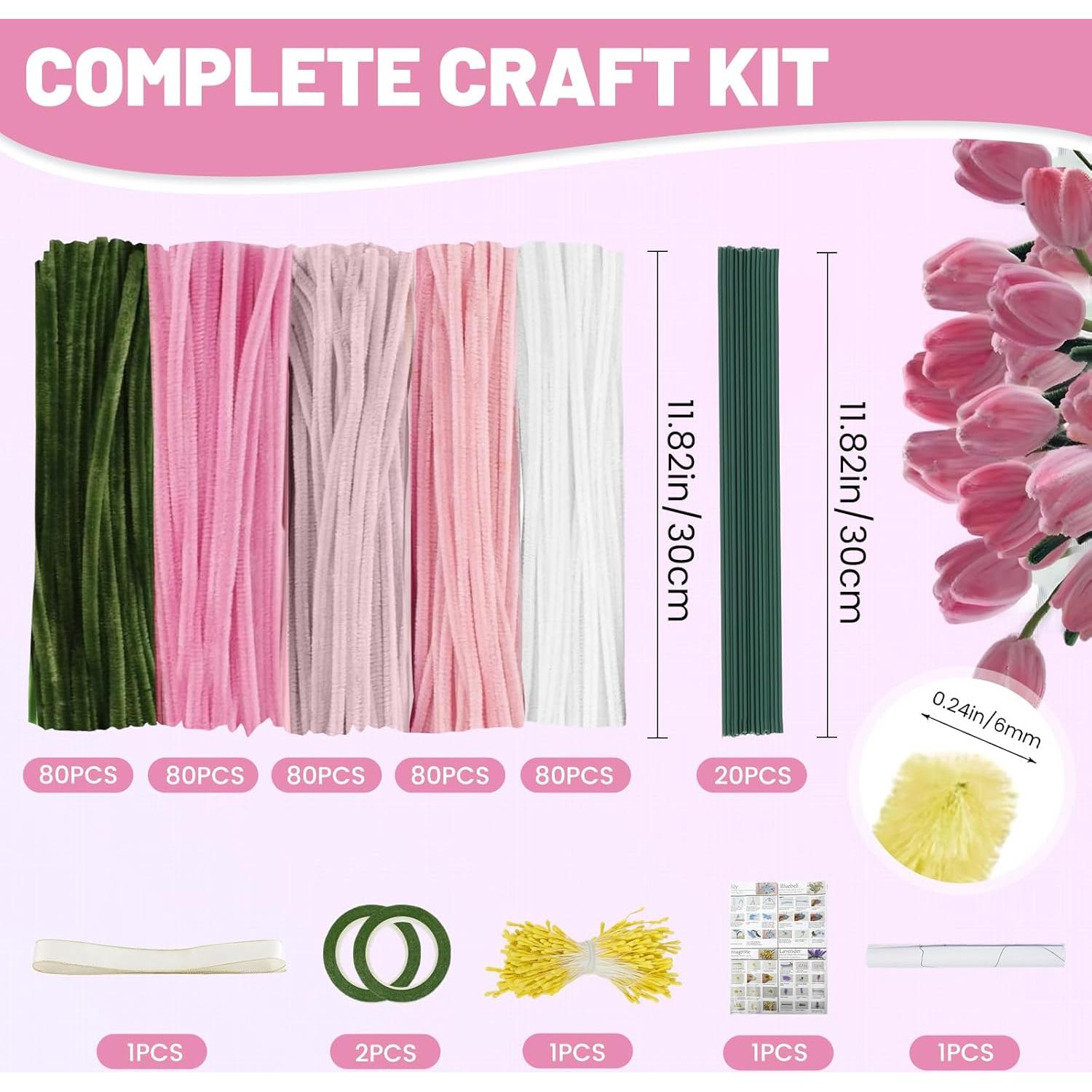 Kit de Manualidades de Flores Sykart - 400 Piezas Rosa