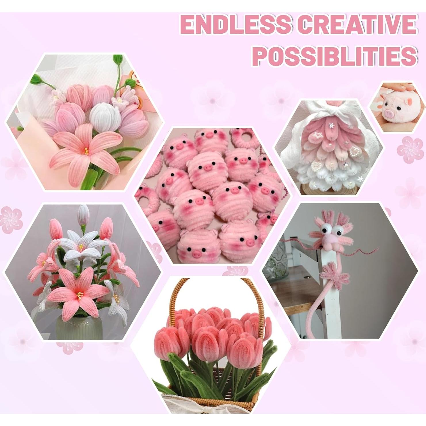 Kit de Manualidades de Flores Sykart - 400 Piezas Rosa