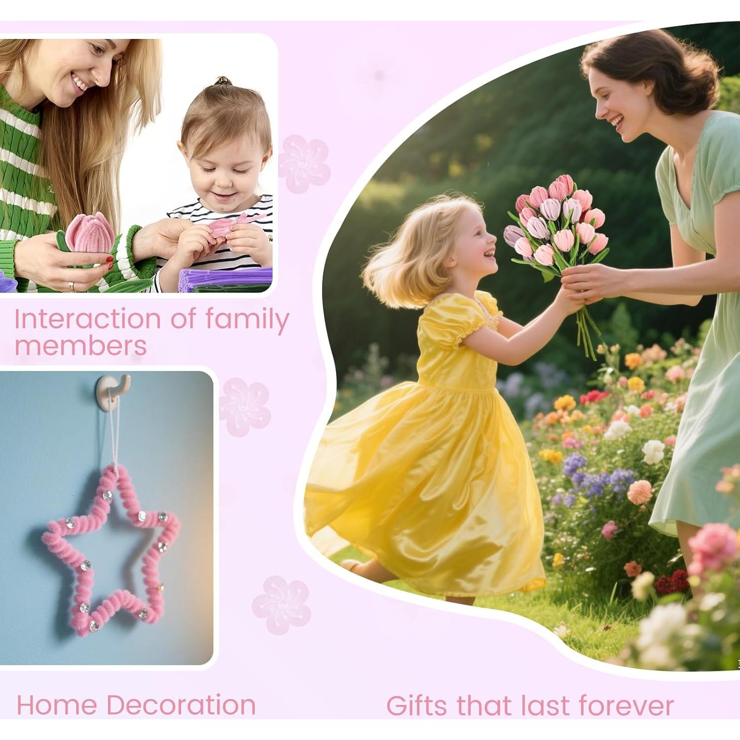 Kit de Manualidades de Flores Sykart - 400 Piezas Rosa