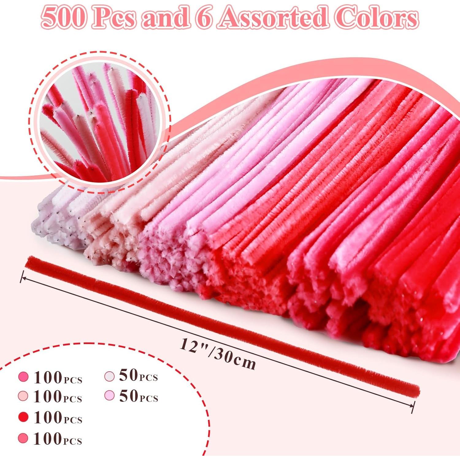 Limpiapipas Yalumo 500 PCS Rosa 30 cm 6 Colores Manualidades