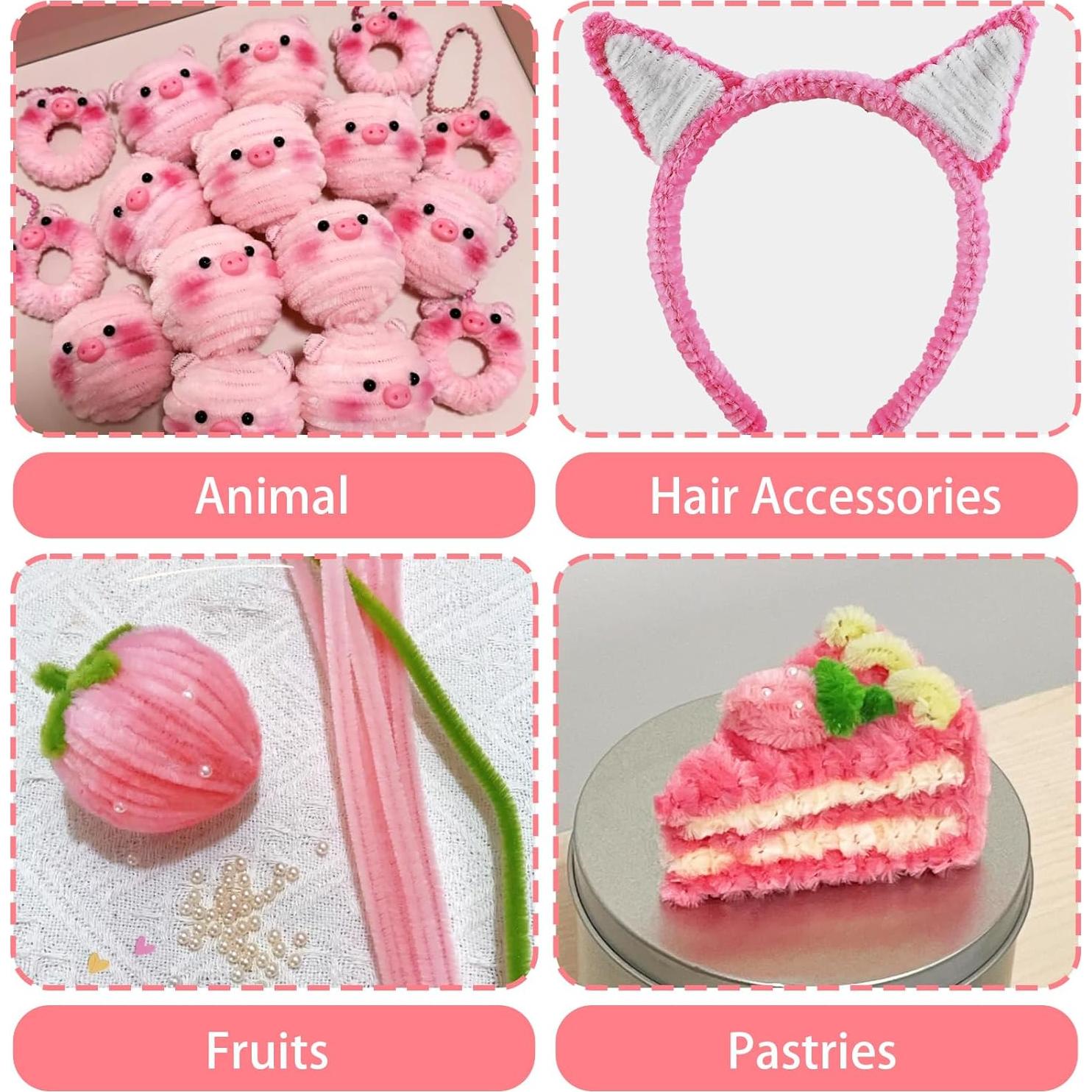 Limpiapipas Yalumo 500 PCS Rosa 30 cm 6 Colores Manualidades