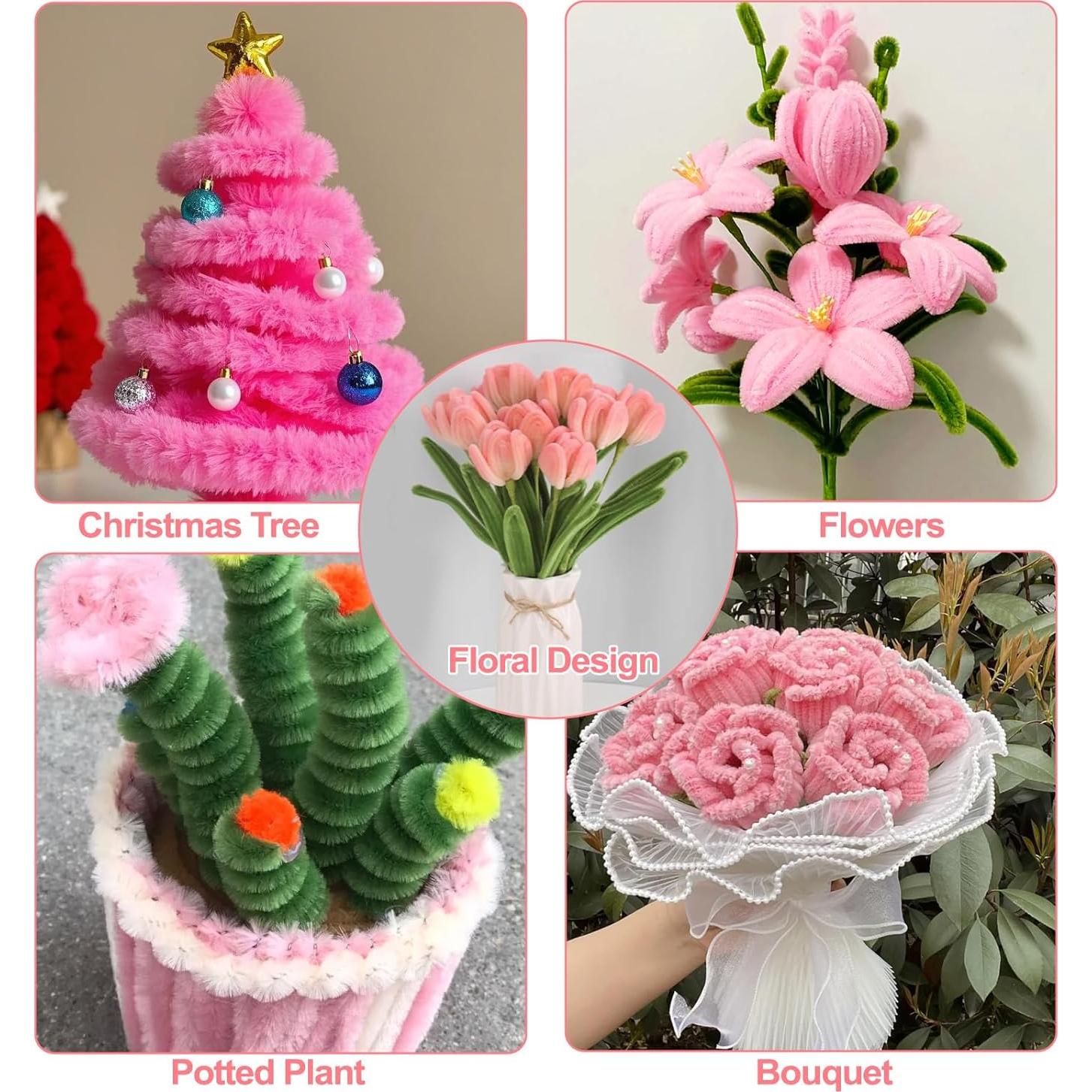 Limpiapipas Yalumo 500 PCS Rosa 30 cm 6 Colores Manualidades