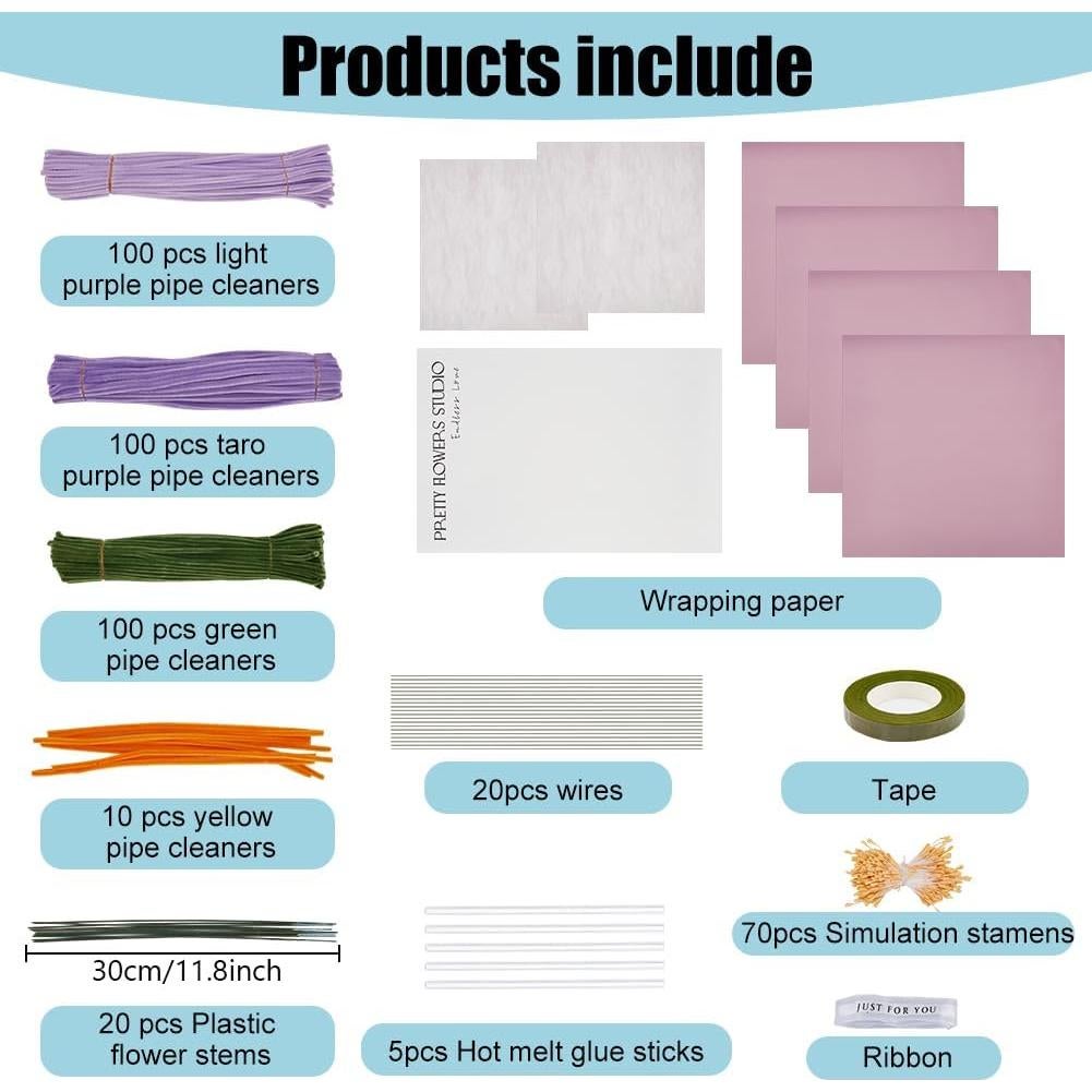 Kit de Manualidades DIY ORIGACH 310 Piezas Flores Chenille