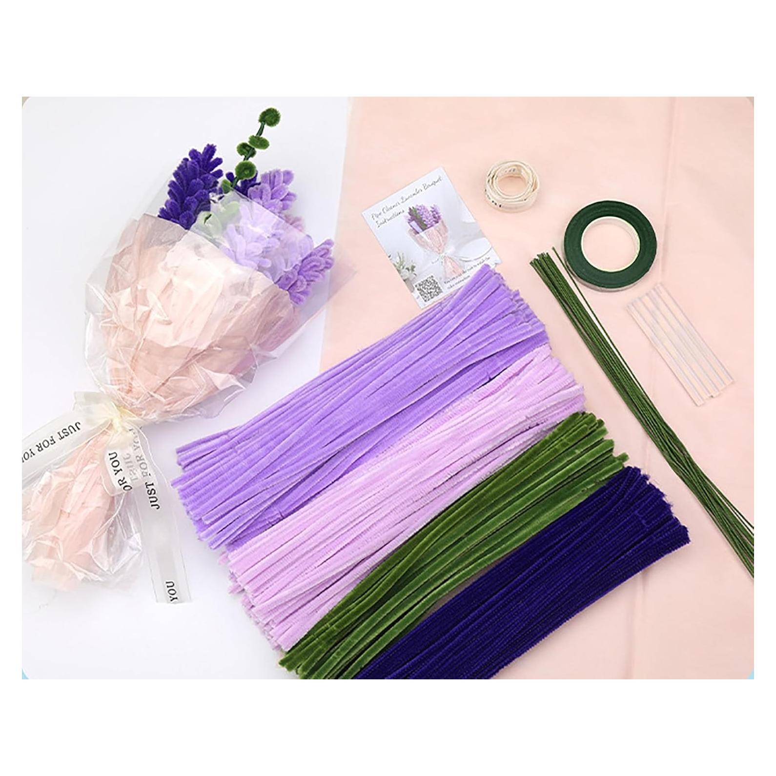 Juego de limpiapipas de flores de lavanda Comfysail 400 piezas