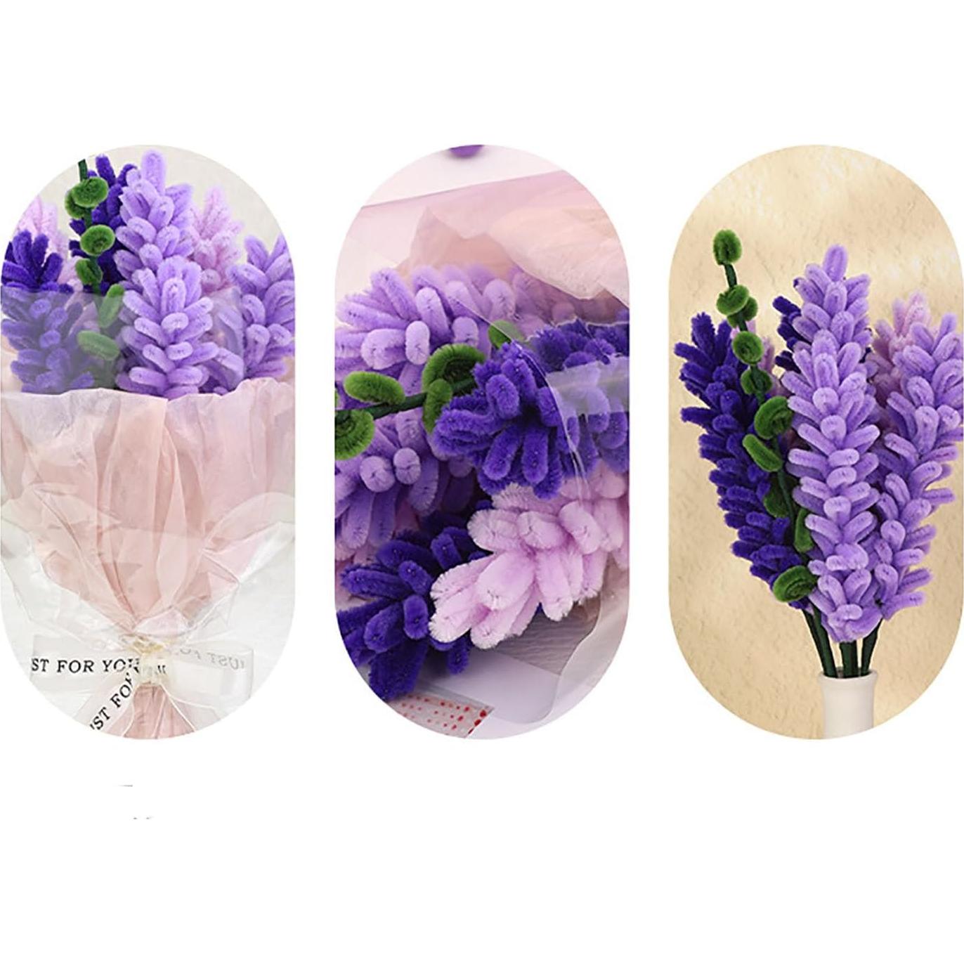 Juego de limpiapipas de flores de lavanda Comfysail 400 piezas
