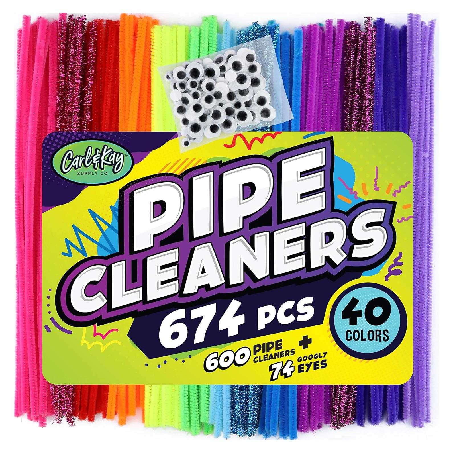 Limpiapipas Coloridos Carl & Kay 600 Unidades + 74 Ojos Móviles