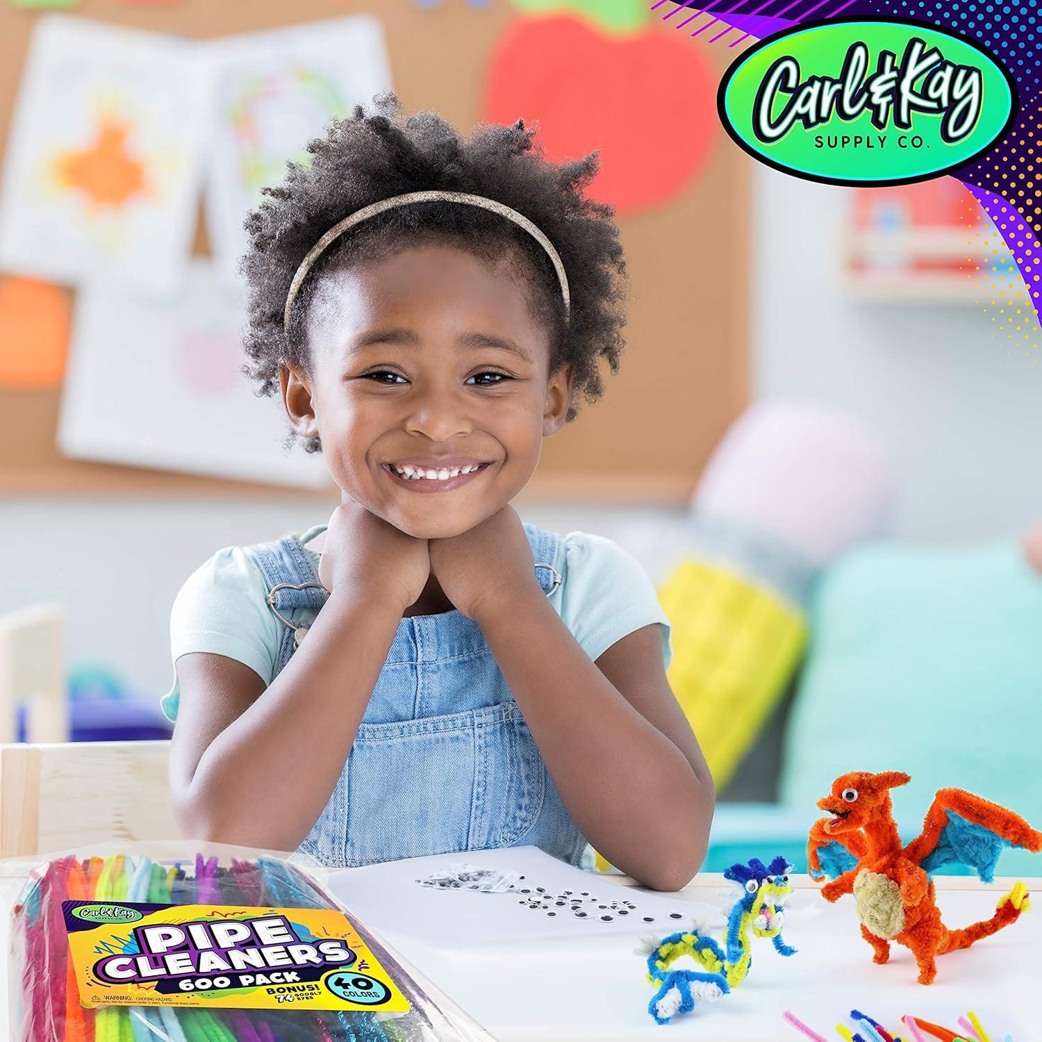 Limpiapipas Coloridos Carl & Kay 600 Unidades + 74 Ojos Móviles