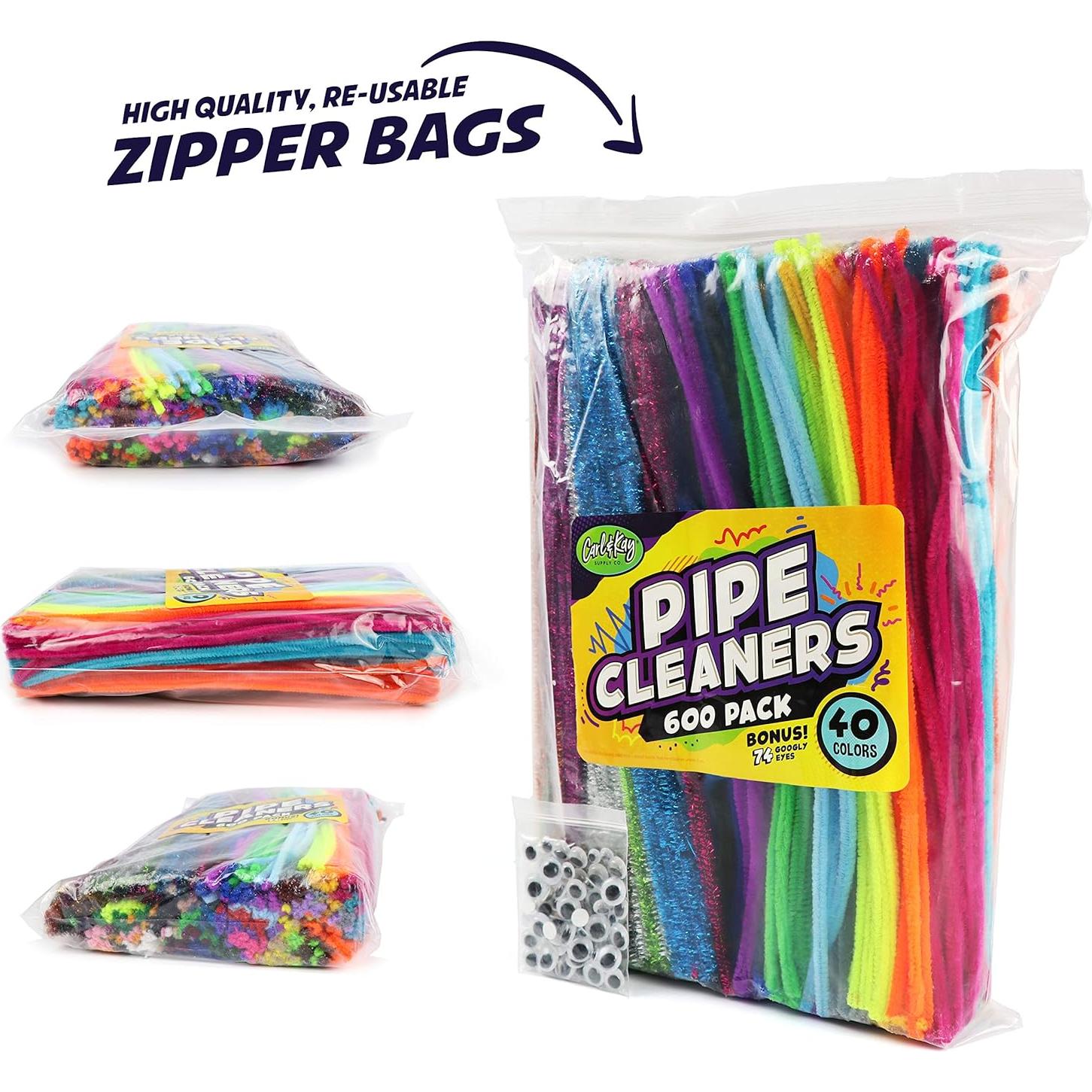 Limpiapipas Coloridos Carl & Kay 600 Unidades + 74 Ojos Móviles