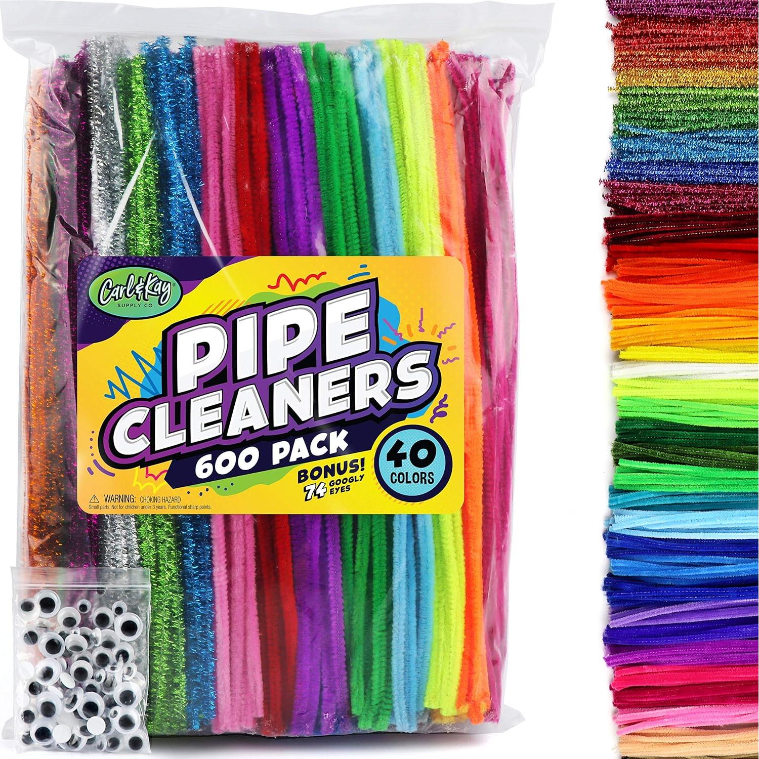 Limpiapipas Coloridos Carl & Kay 600 Unidades + 74 Ojos Móviles