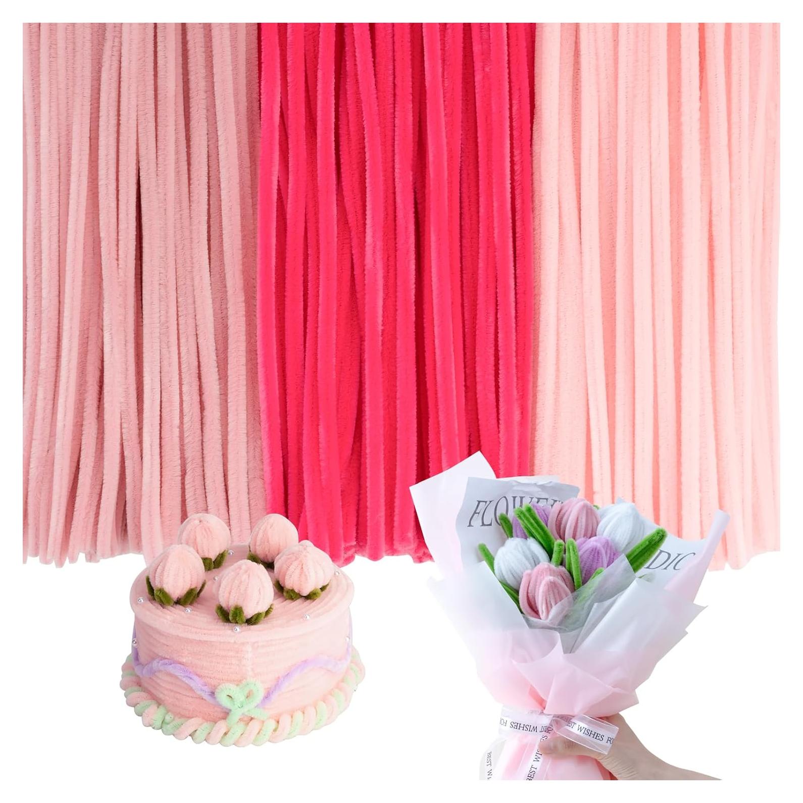 Caydo 300 Limpiapipas Rosados 30cm para Manualidades