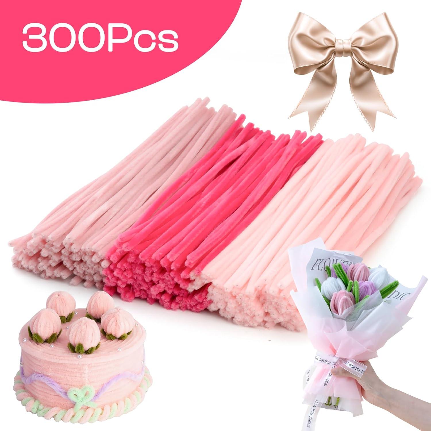 Caydo 300 Limpiapipas Rosados 30cm para Manualidades