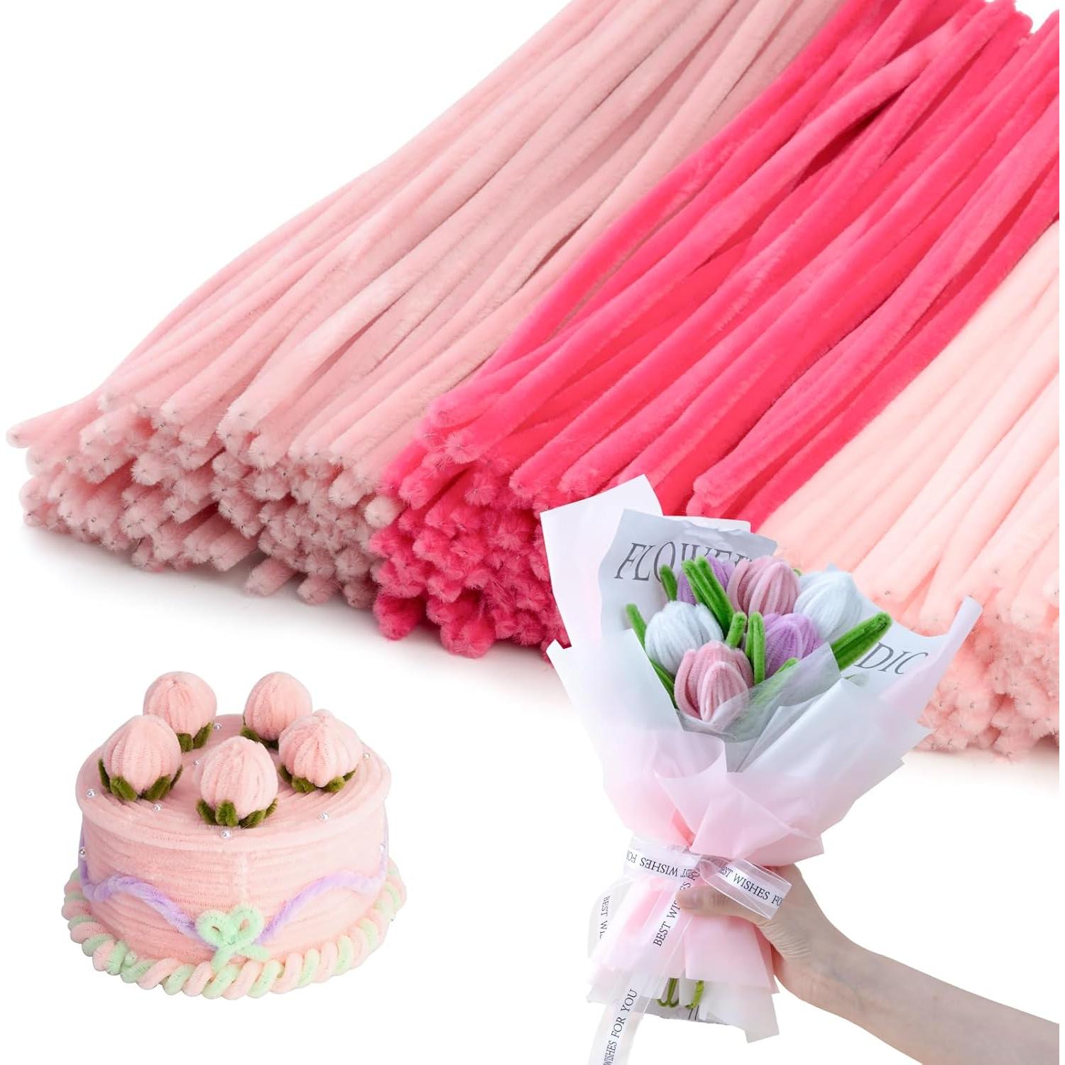 Caydo 300 Limpiapipas Rosados 30cm para Manualidades