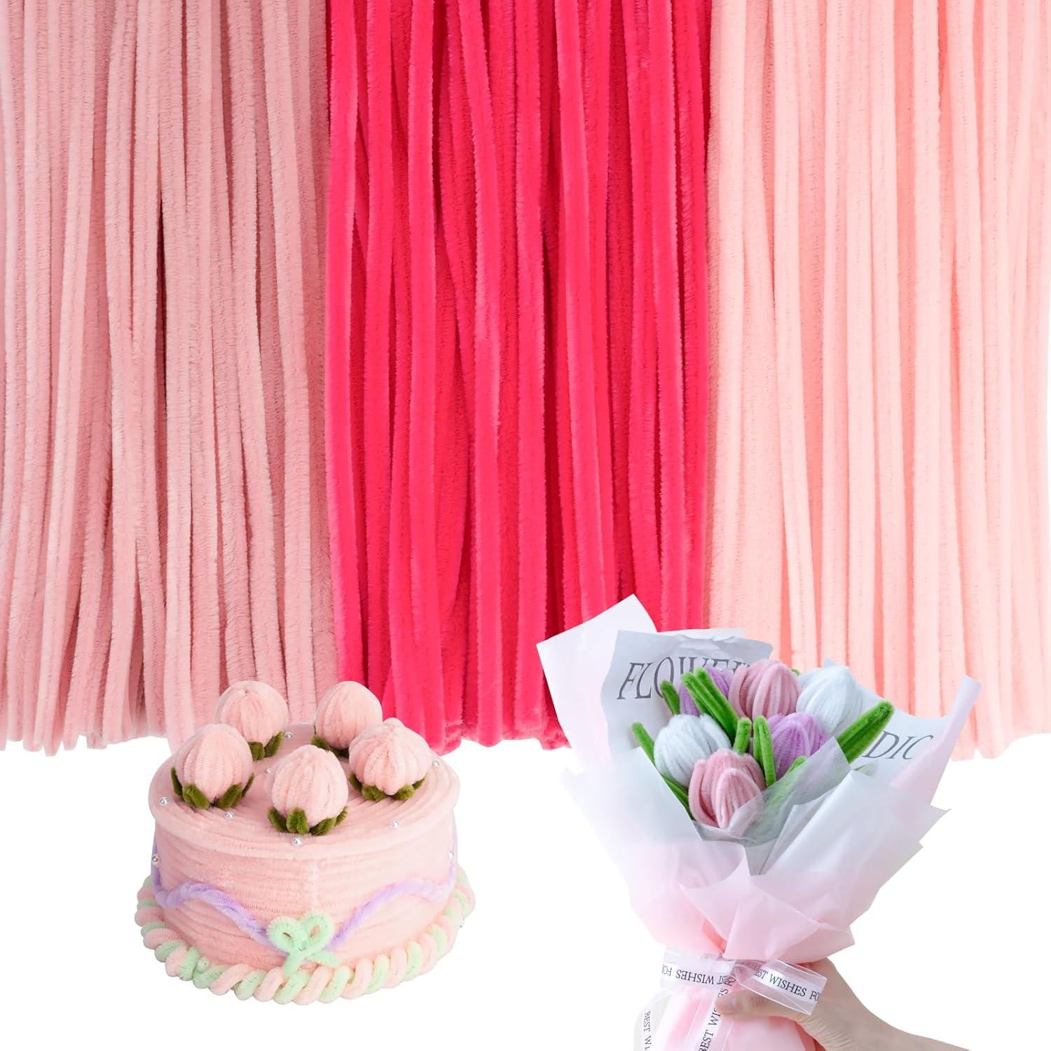 Caydo 300 Limpiapipas Rosados 30cm para Manualidades