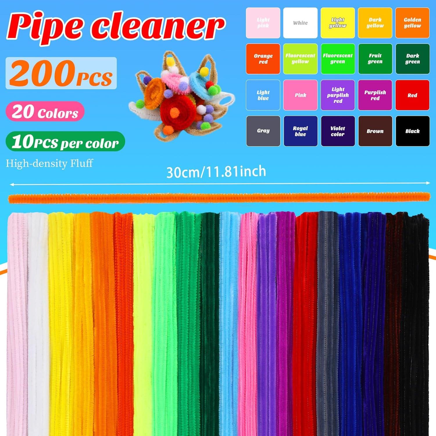 200 Limpiadores de Tubos Chenille Iuuidu 20 Colores Manualidades