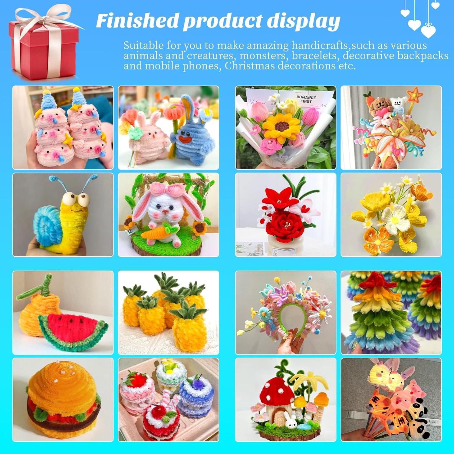 200 Limpiadores de Tubos Chenille Iuuidu 20 Colores Manualidades