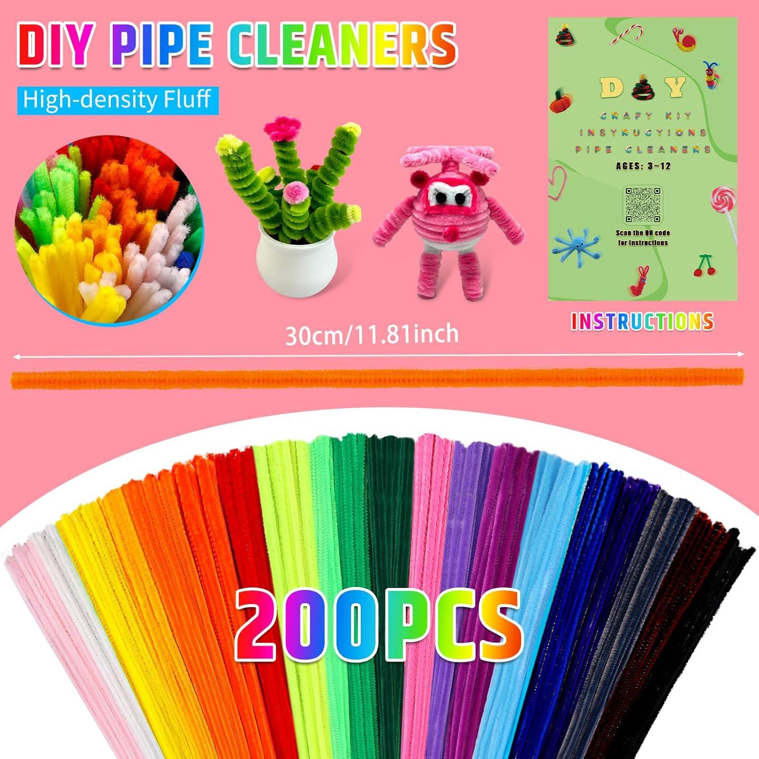 200 Limpiapipas Chenille Multicolores Giwrmu para Manualidades
