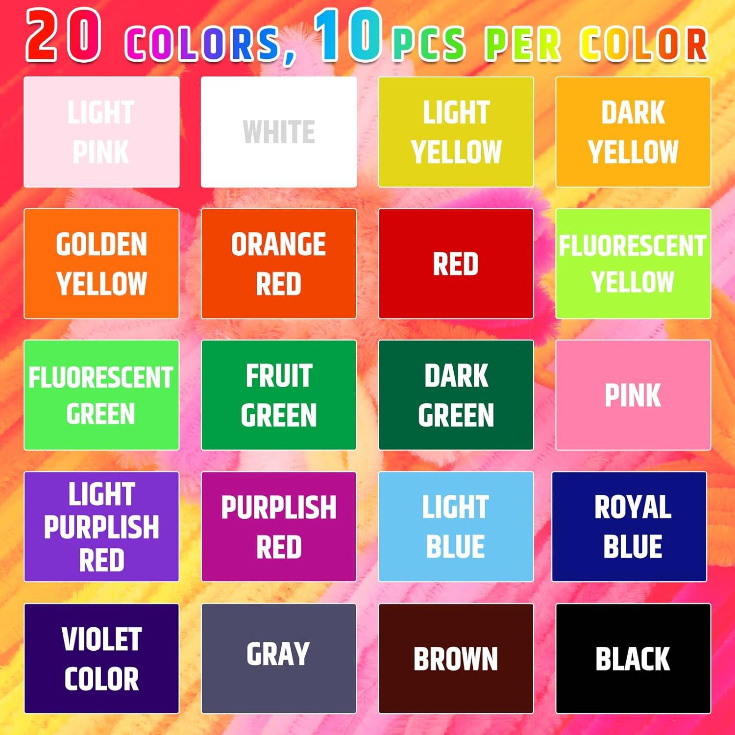 200 Limpiapipas Chenille Multicolores Giwrmu para Manualidades