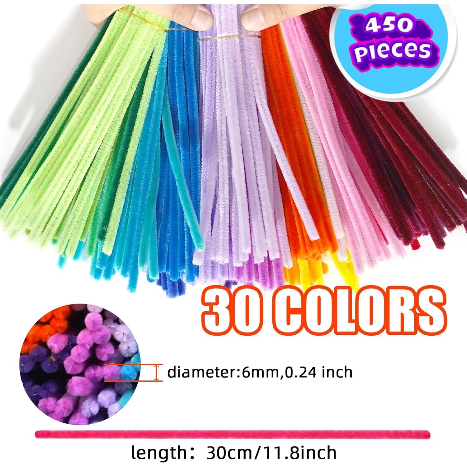 Limpiapipas URADIART 450 pcs 30 Colores Chenille 6mm x 30.48 cm