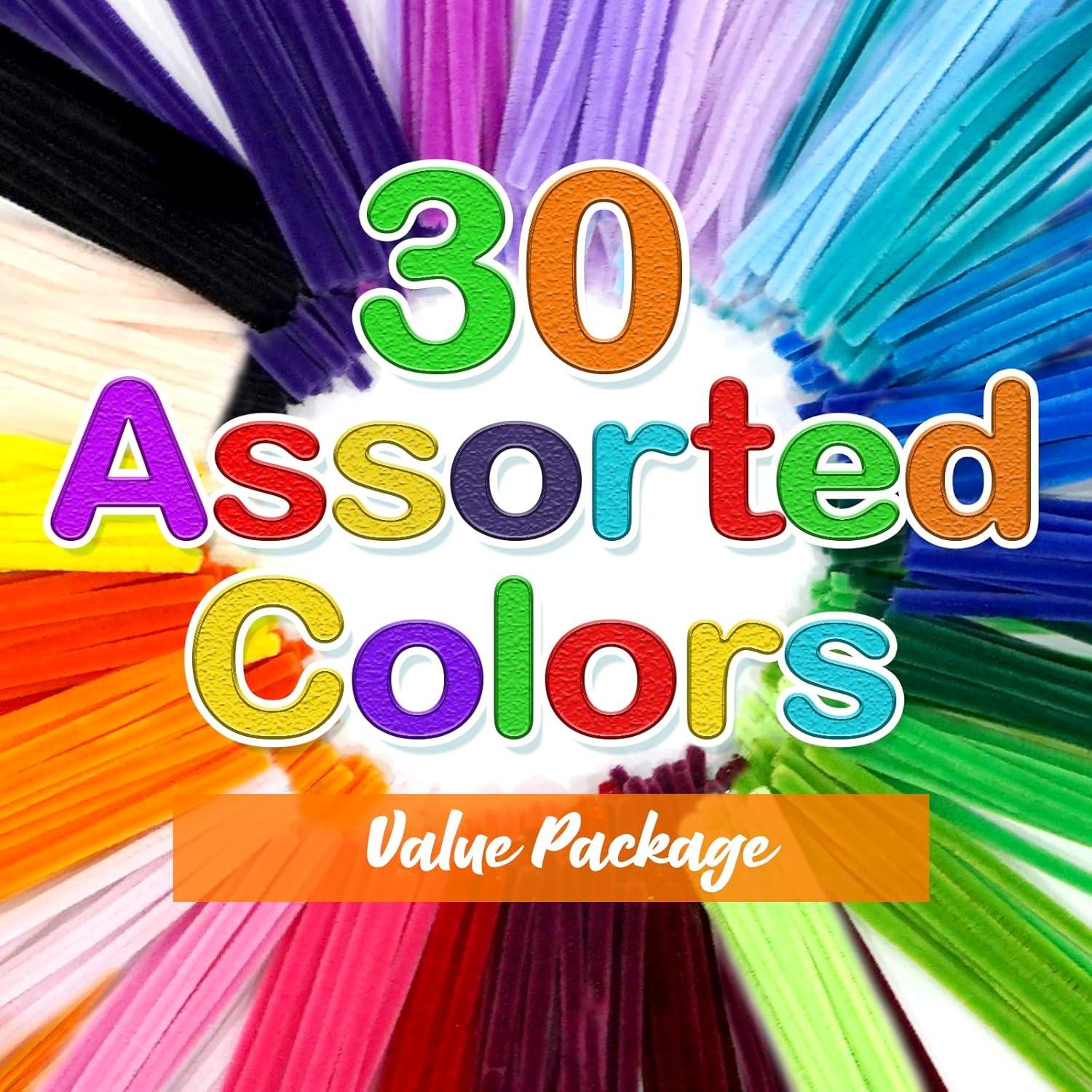 Limpiapipas URADIART 450 pcs 30 Colores Chenille 6mm x 30.48 cm