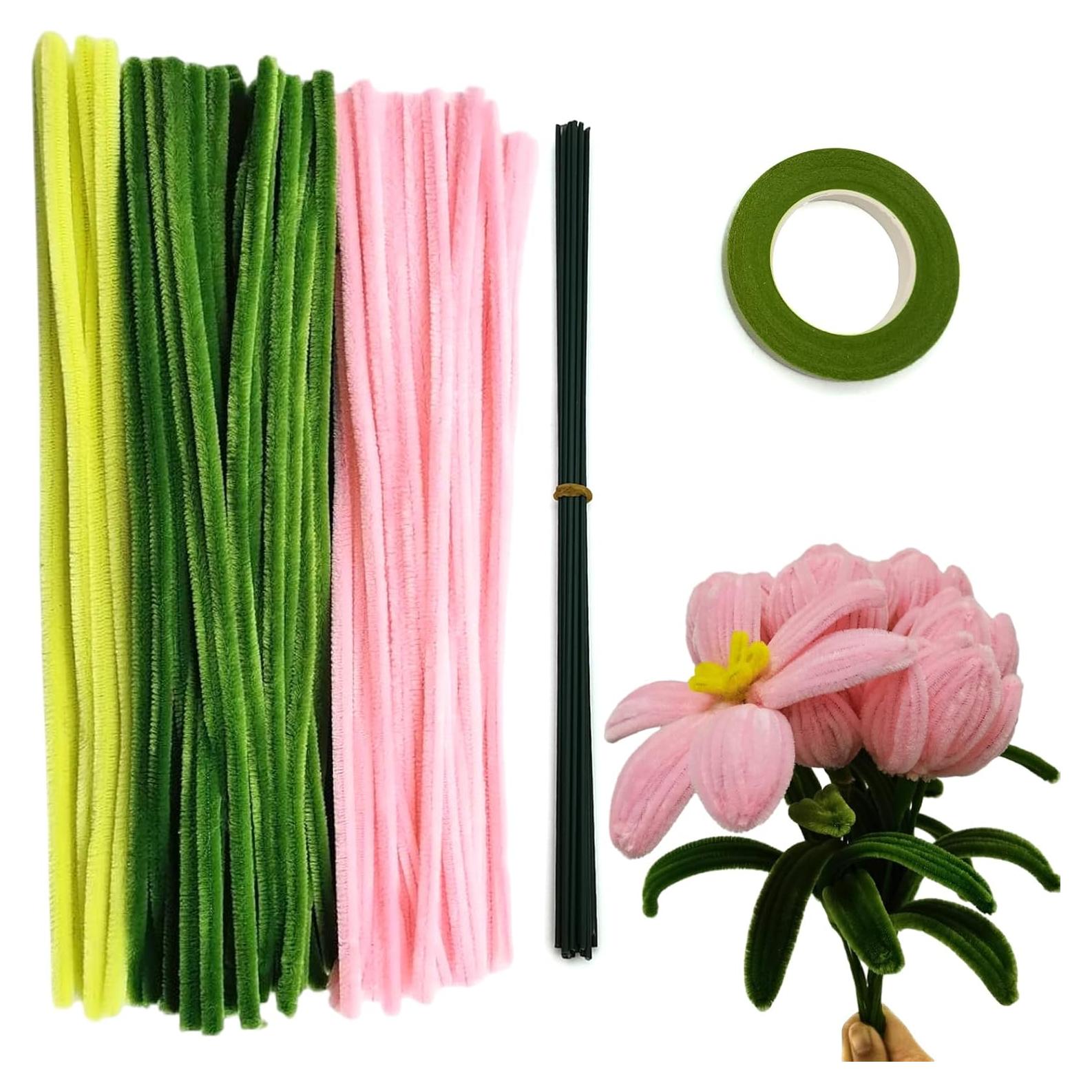 Conjunto de 210 limpiapipas Swpohrat rosa y verde para manualidades