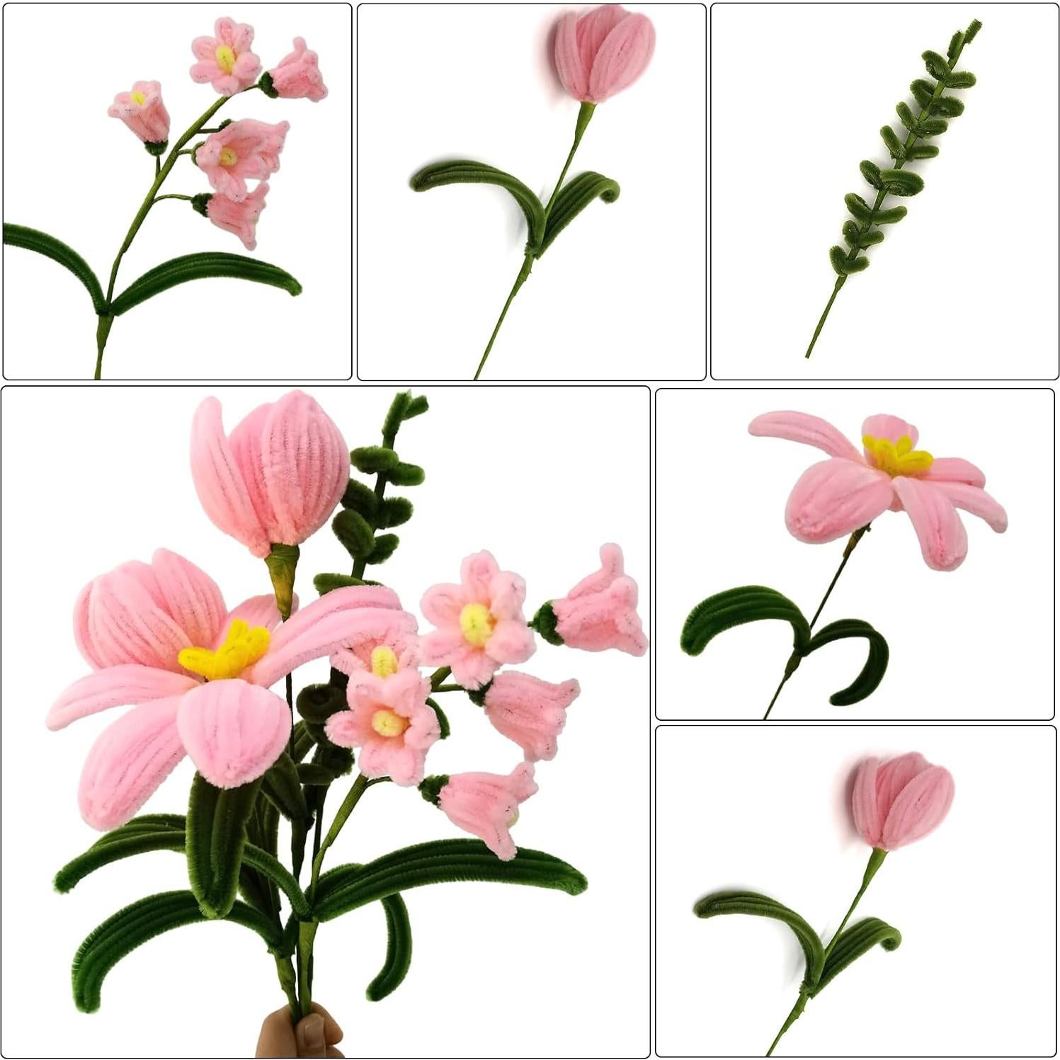 Conjunto de 210 limpiapipas Swpohrat rosa y verde para manualidades