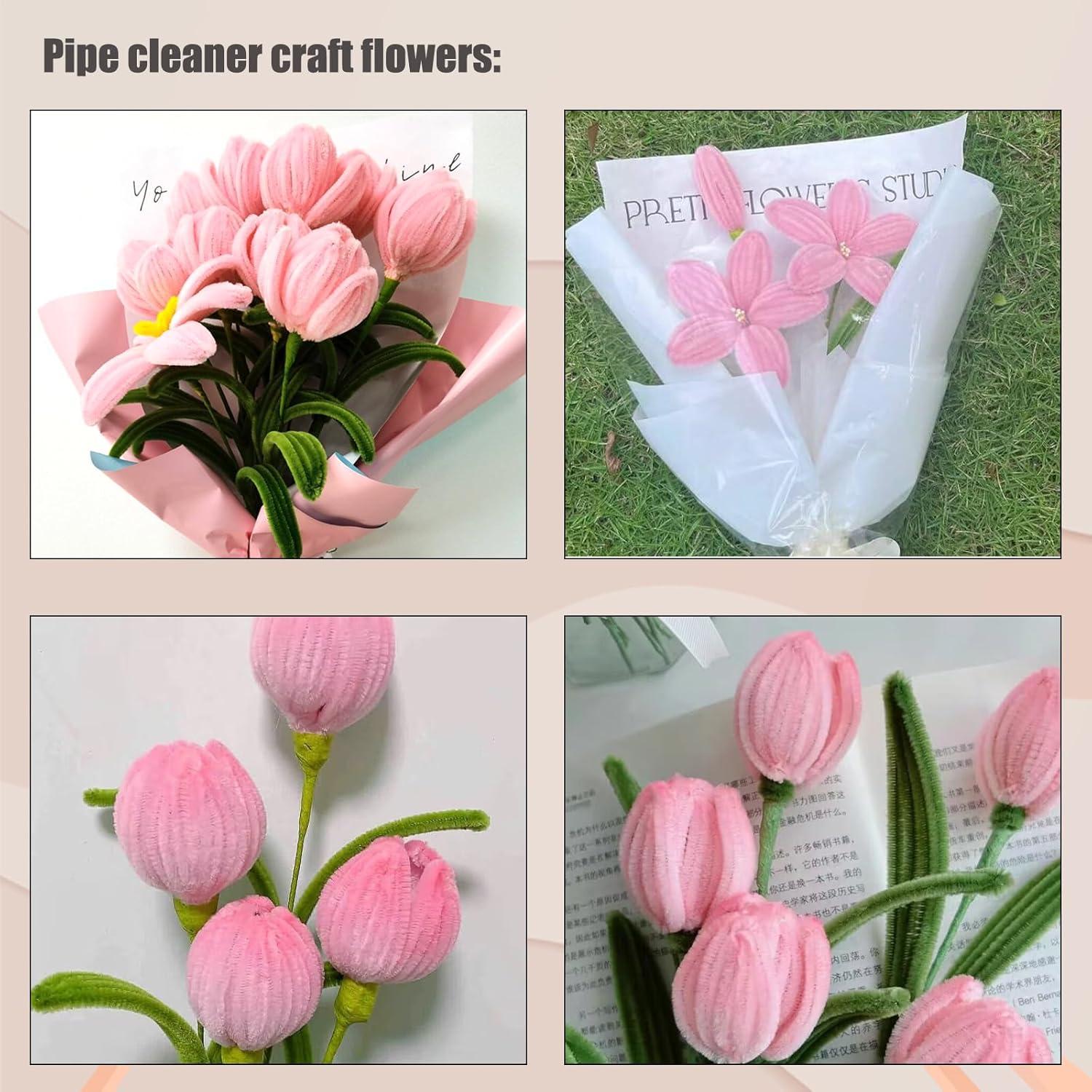 Conjunto de 210 limpiapipas Swpohrat rosa y verde para manualidades