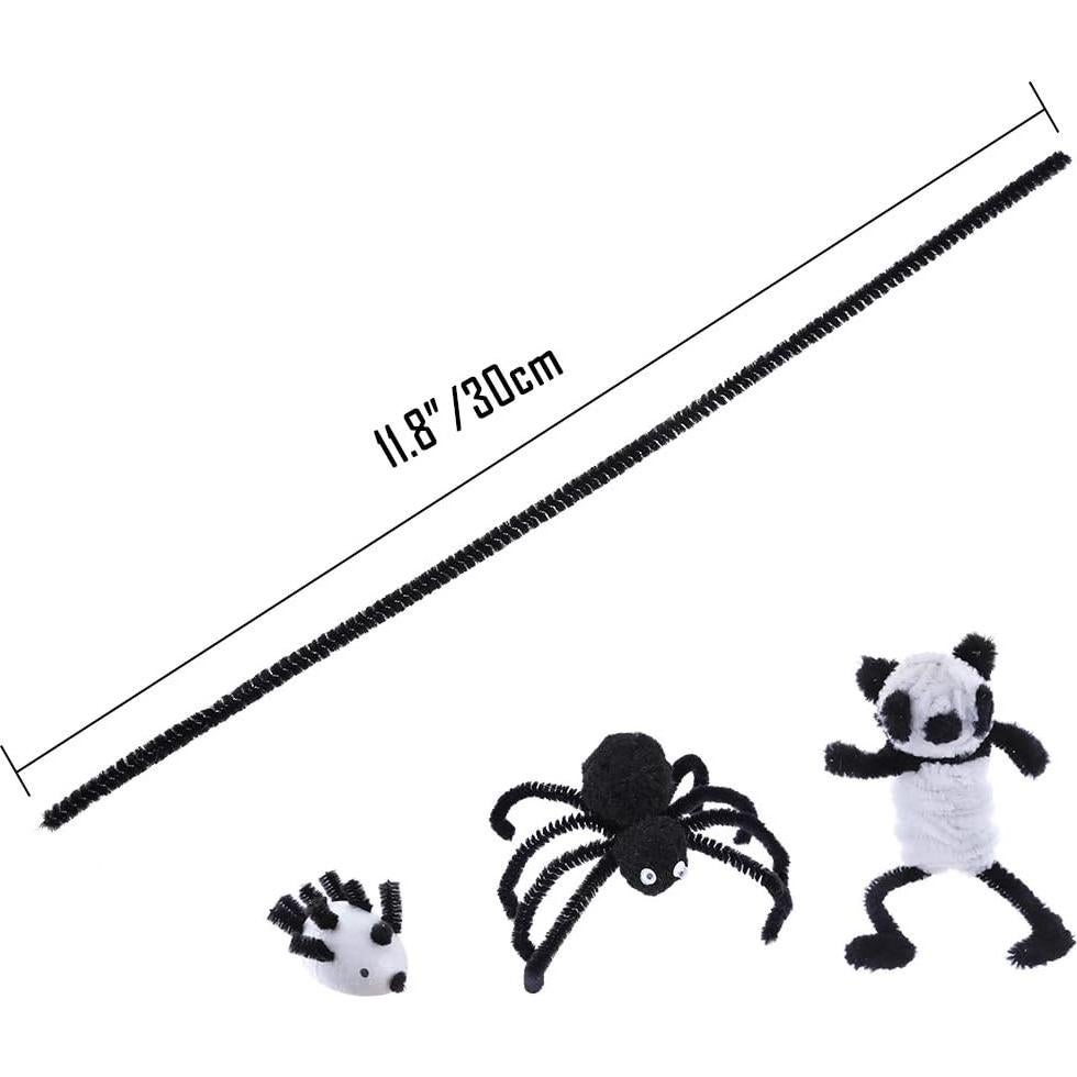 Caydo 400 Limpiapipas Negros Chenille 6mm x 30cm Manualidades