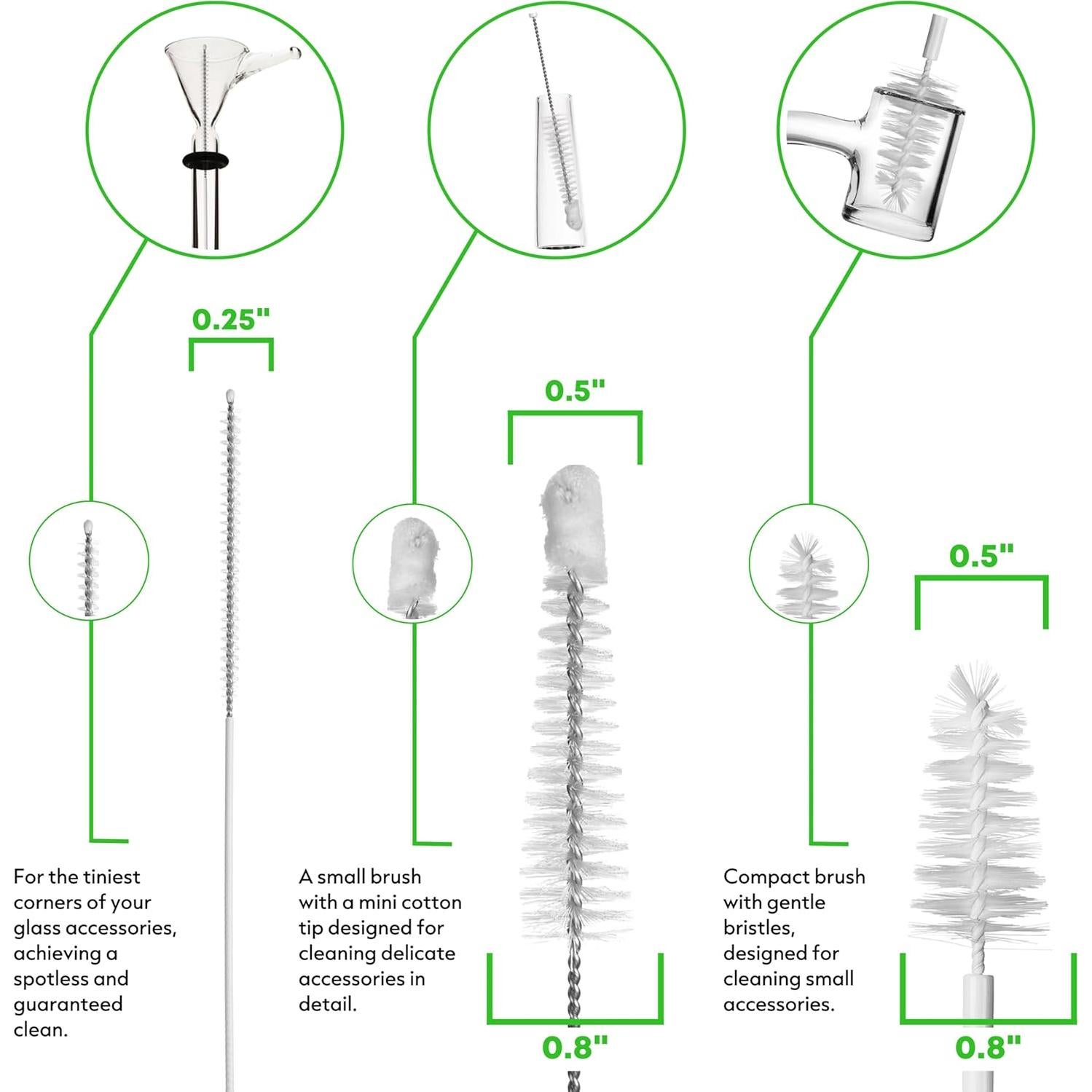 Set de 6 Brochas de Limpieza StemClenz para Accesorios de Vidrio