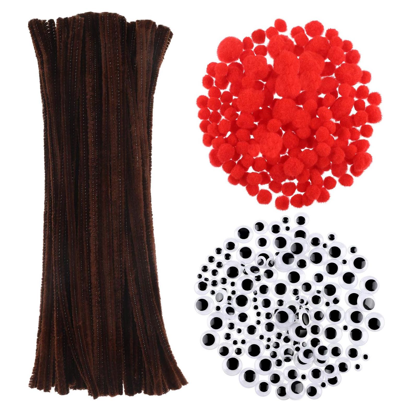 Juego de Manualidades Navidad 450 Piezas Yumoin - Limpiapipas, Pompones y Ojos Móviles